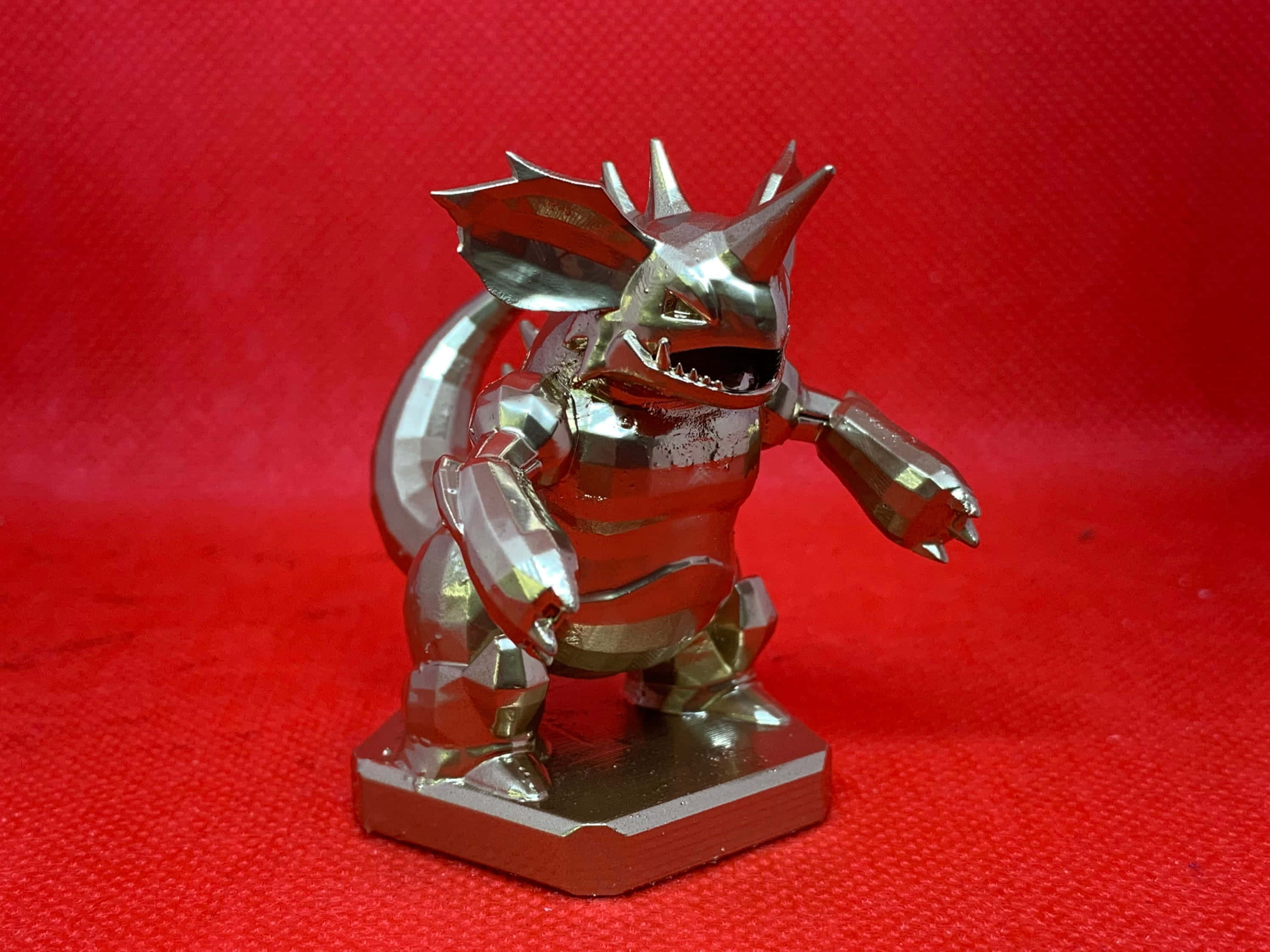 Nidoking, shiny metallic, dragon statue, 2K Desktop Wallpaper