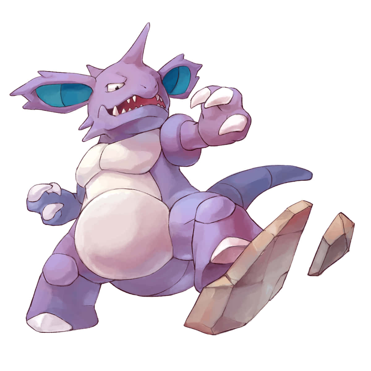 Nidoking, purple, blue eyes, SD Desktop Wallpaper