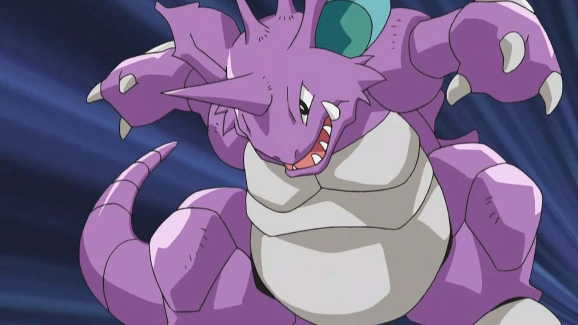 Nidoking, purple, green gem, Full HD Desktop Wallpaper