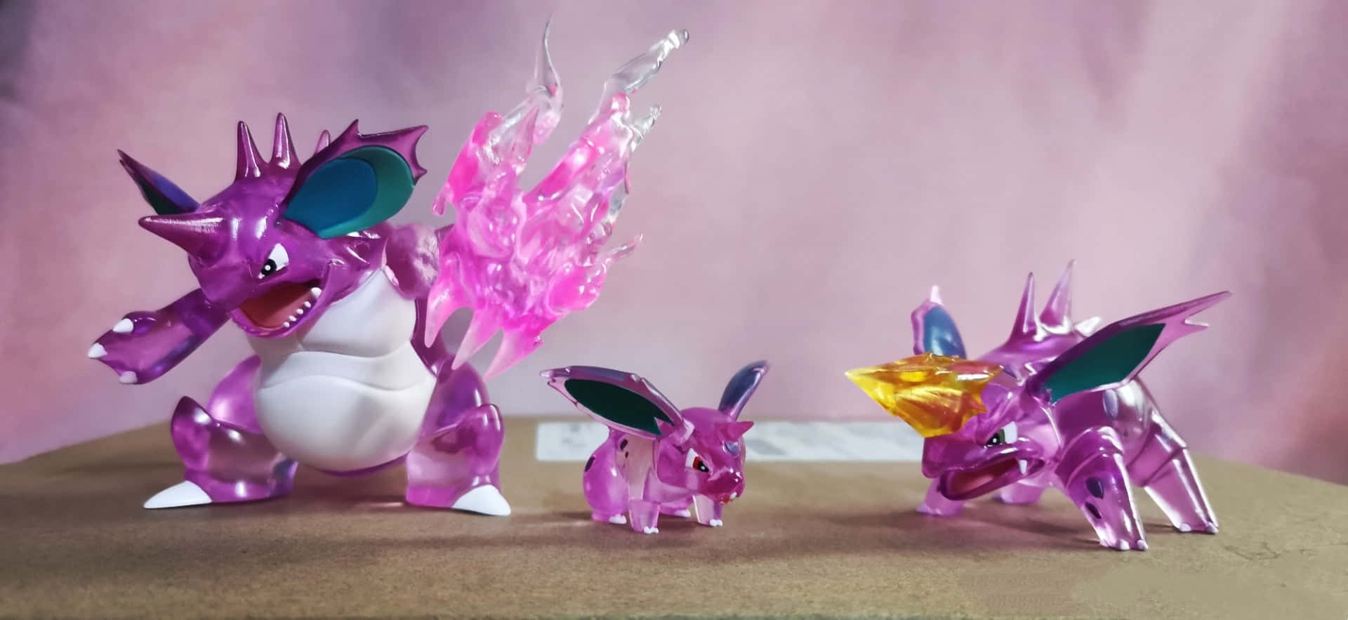 Nidoking, translucent purple, glowing pink and yellow accents, Full HD Desktop Wallpaper