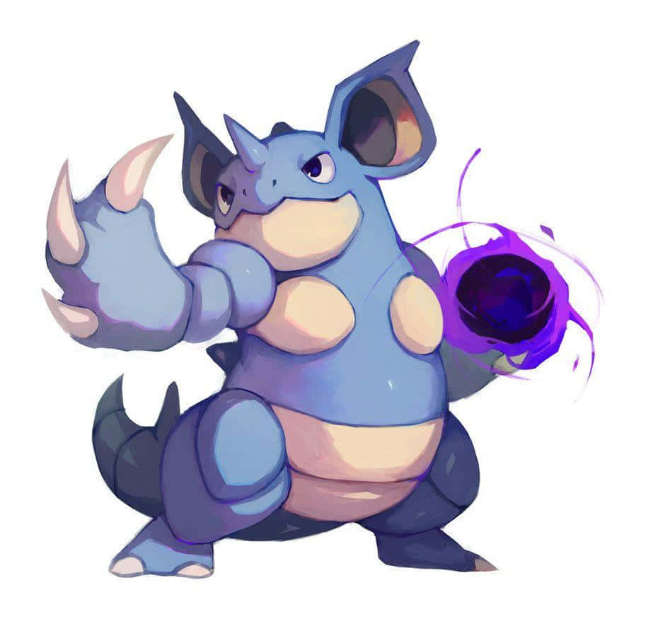 Nidoqueen, blue rhino-like, cream patches, SD Desktop Wallpaper