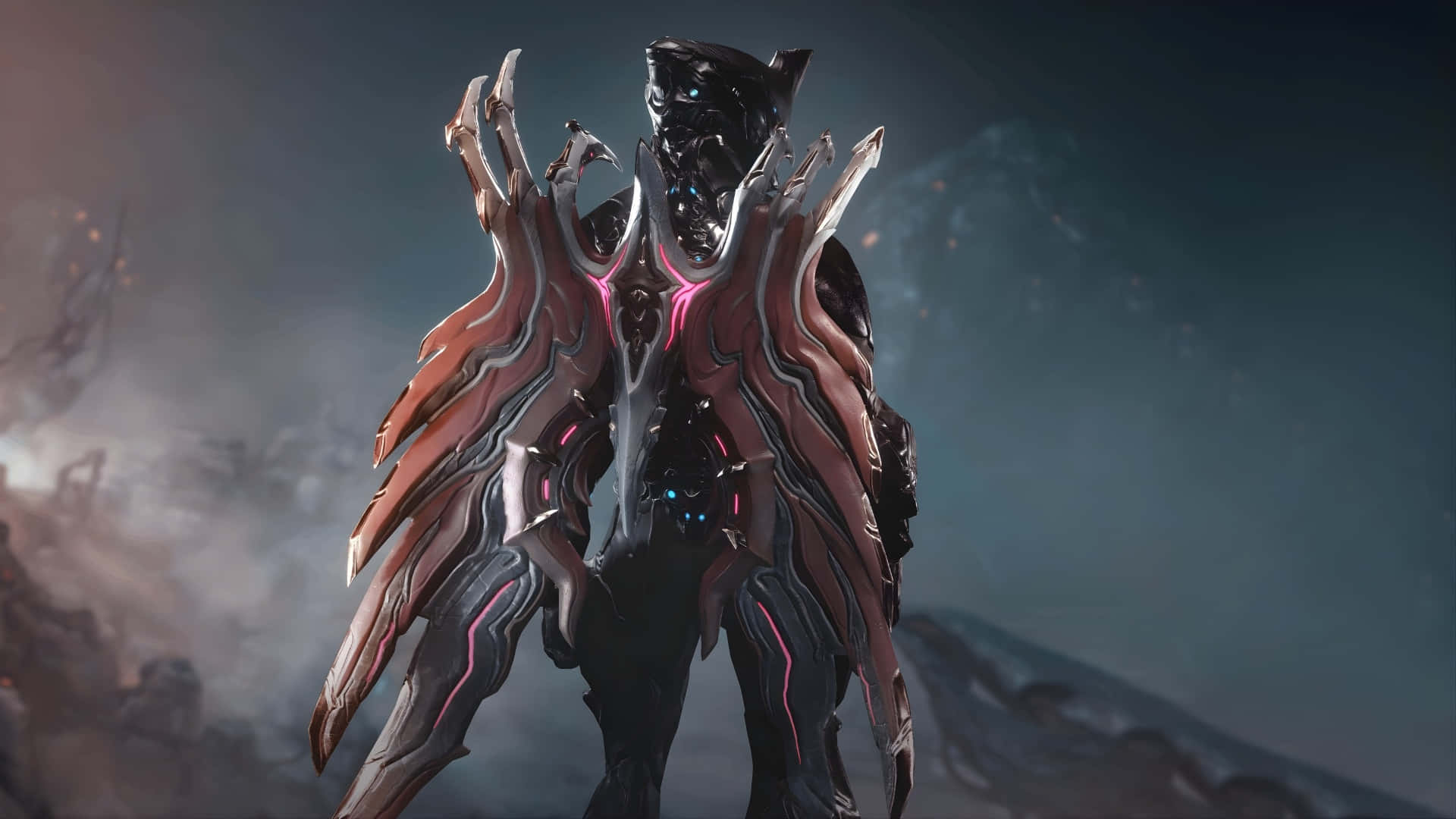 Nidus Warframe, infested power, glowing pink circuitry, Full HD Desktop Wallpaper