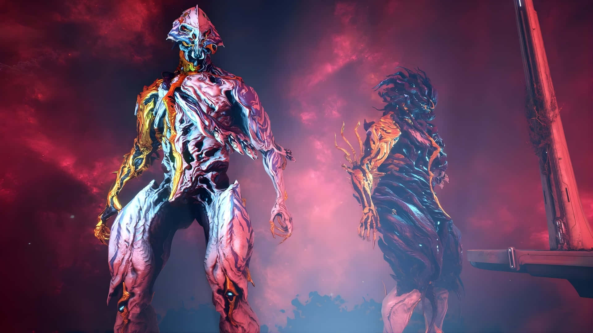 Nidus Warframe, infested power, glowing golden veins, Full HD Desktop Wallpaper