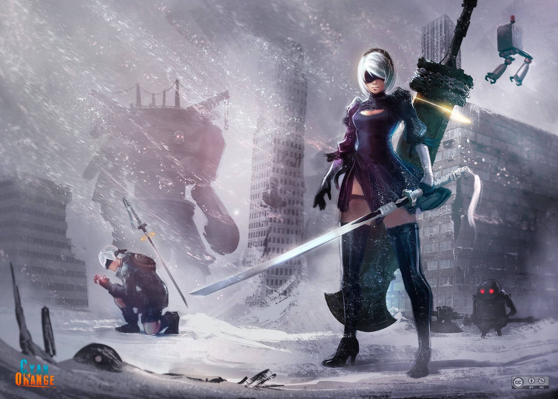 Nier Automata, 2B, 9S, Full HD Desktop Wallpaper