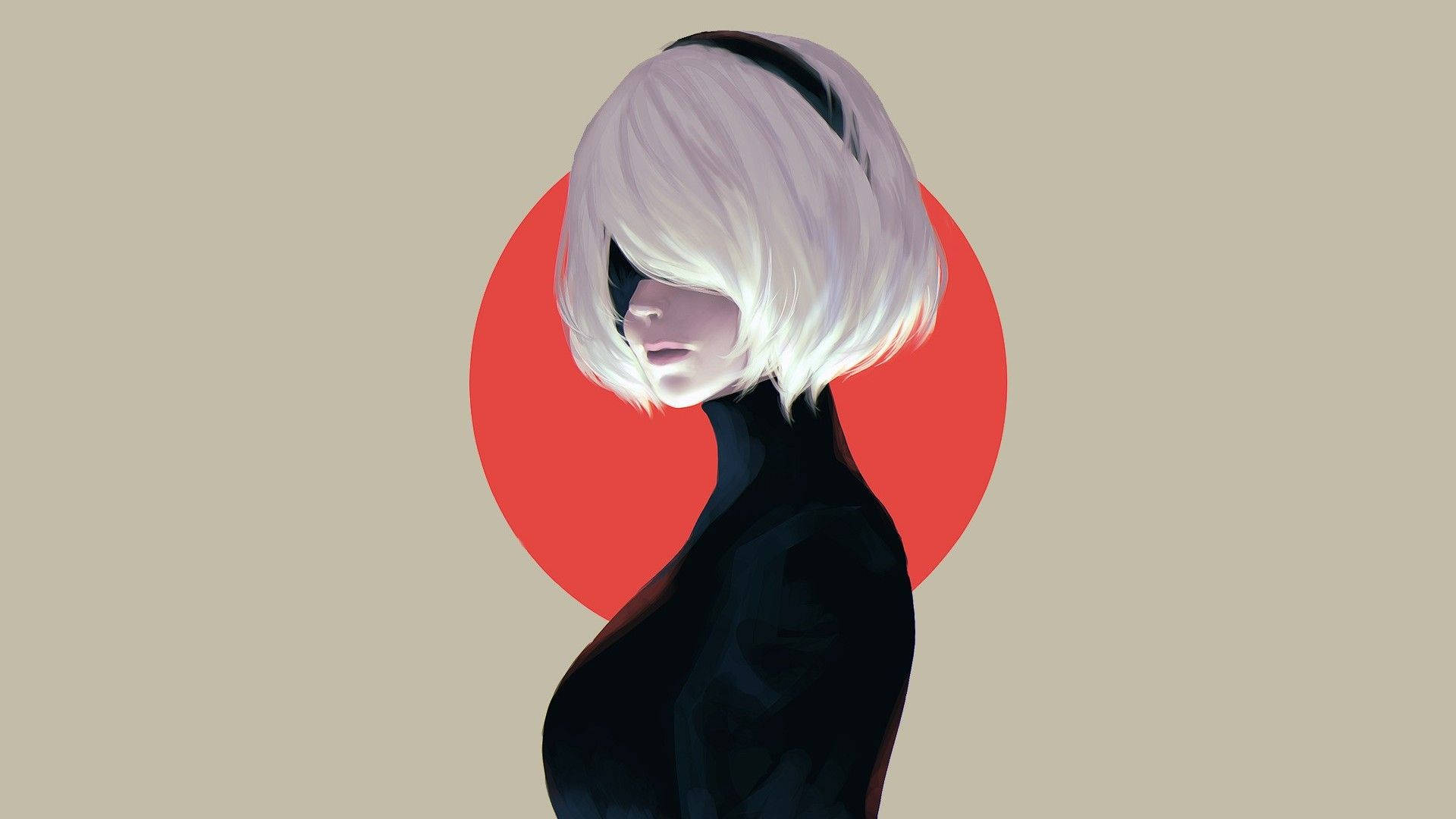 Nier Automata, 2B, black headband, Full HD Desktop Wallpaper