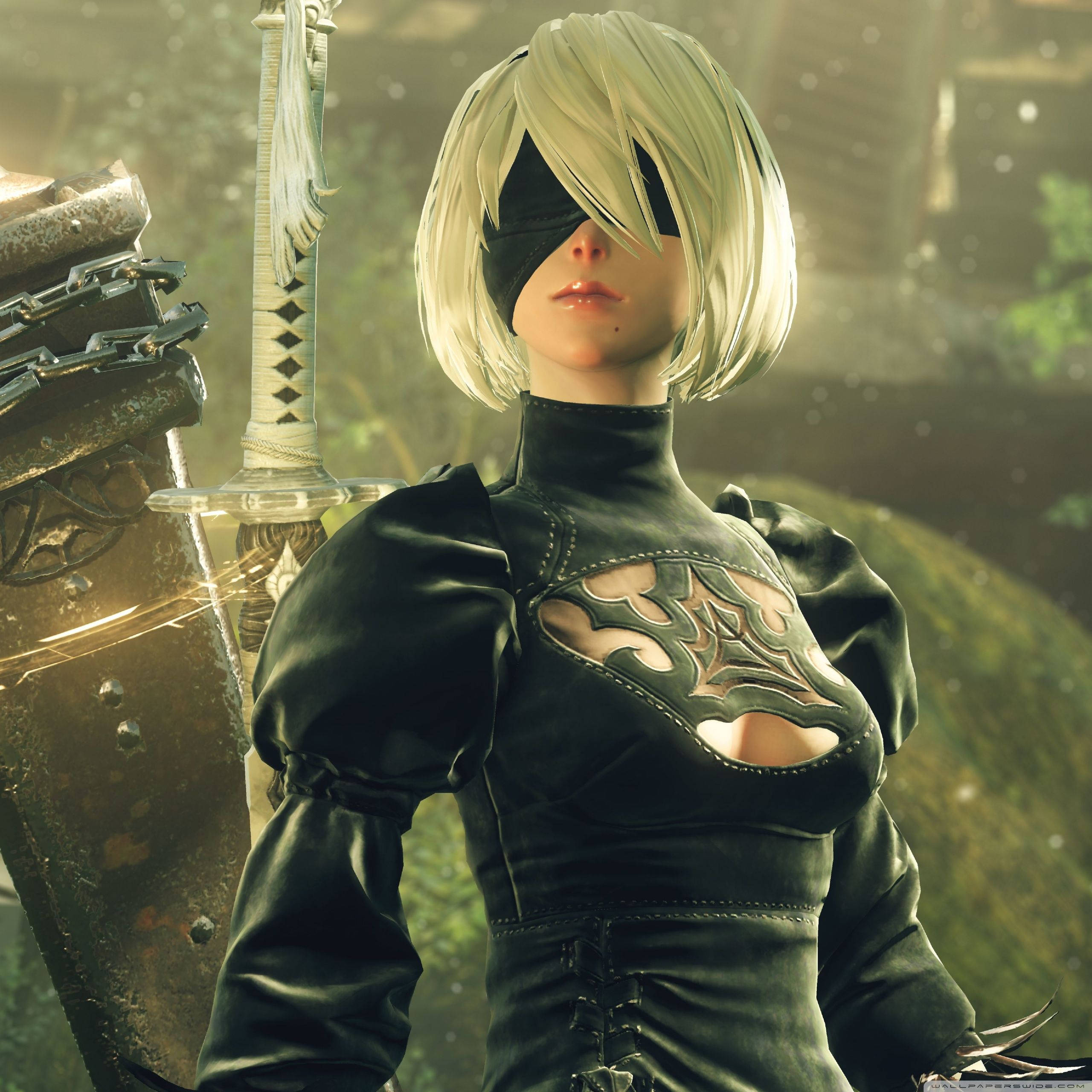 Nier Automata, 2b, blonde warrior, 2K Desktop Wallpaper