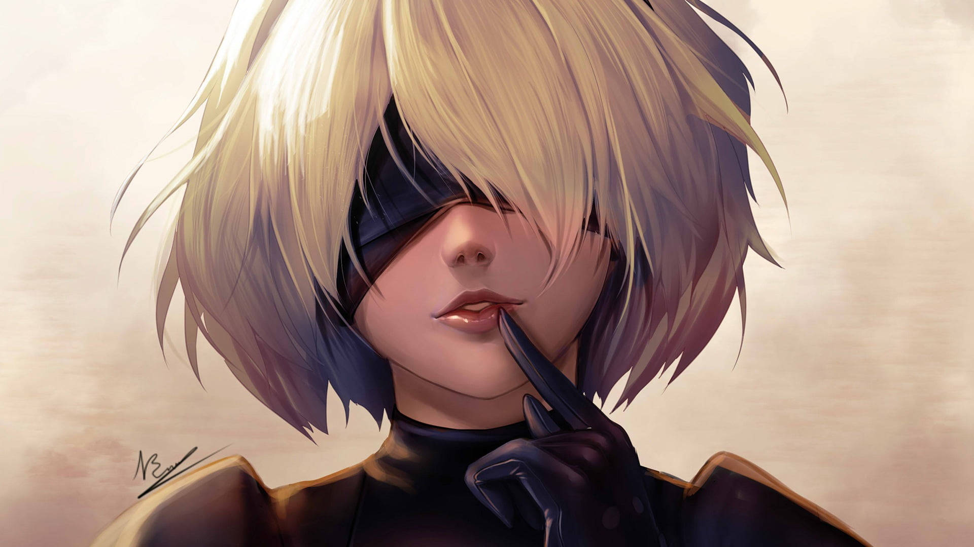 Nier Automata, 4K, black mask, Full HD Desktop Wallpaper