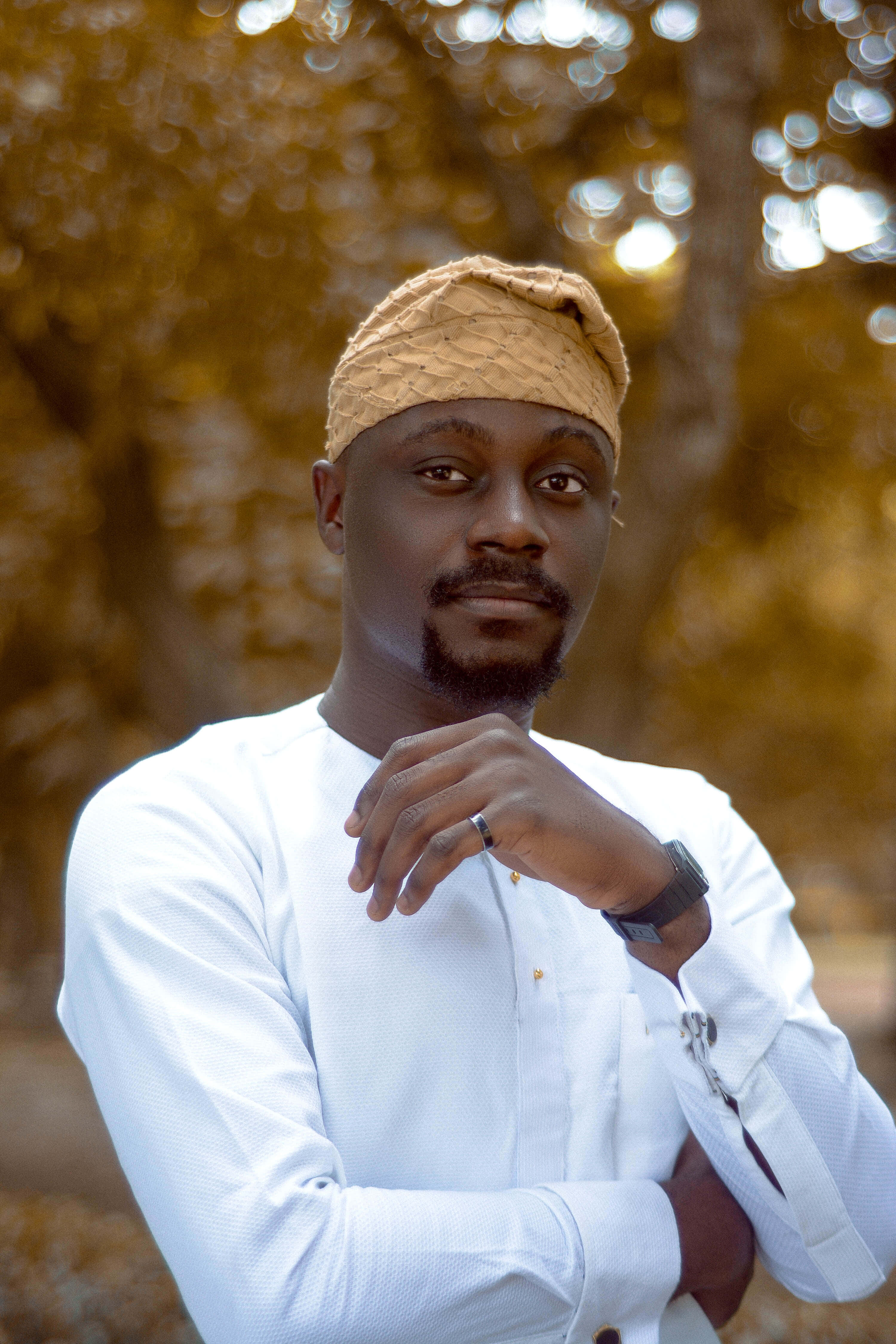 Nigerian Man, taqiyah cap, white shirt, 4K Phone Wallpaper