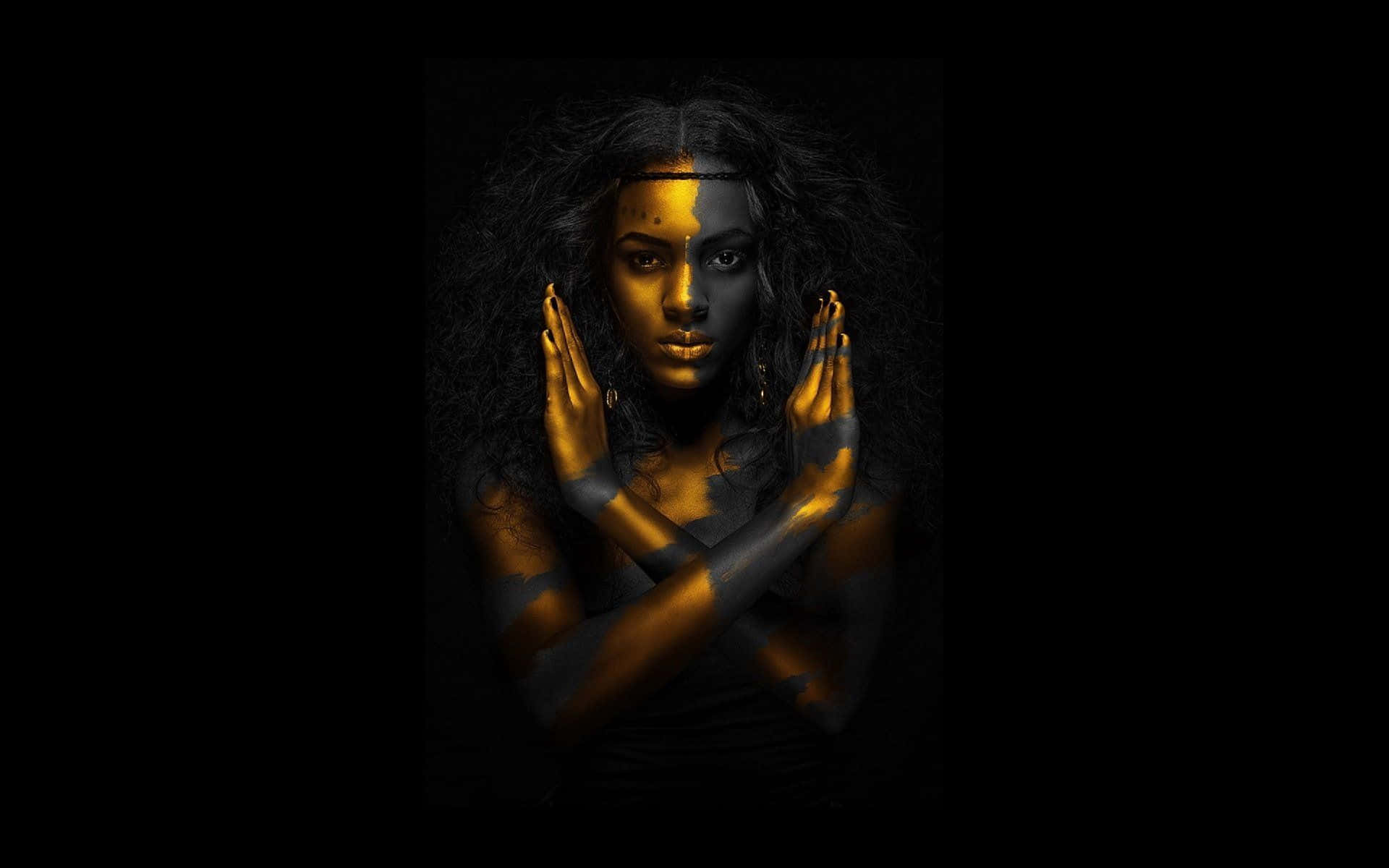 Black Gold Nigerian Woman, dark skin, dark hair, Full HD Desktop Wallpaper