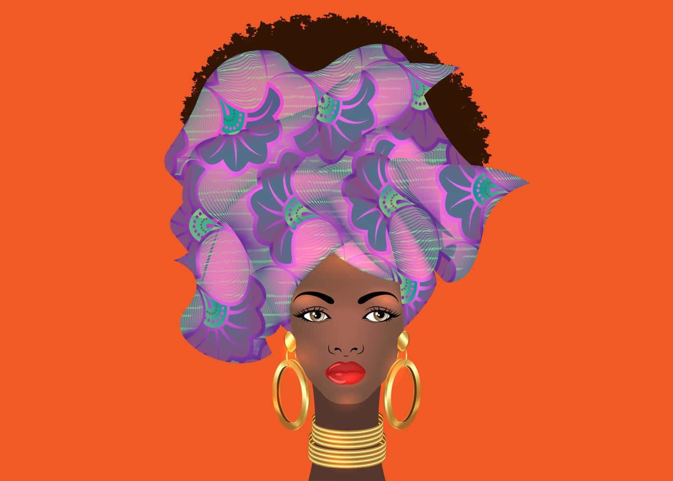 Nigerian Woman, purple head gele, large afro, HD Desktop Wallpaper