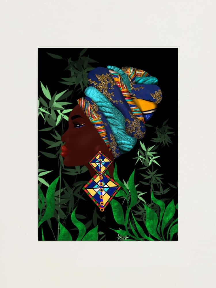 Nigerian Woman, colorful patterned headwrap, geometric earrings, SD Phone Wallpaper