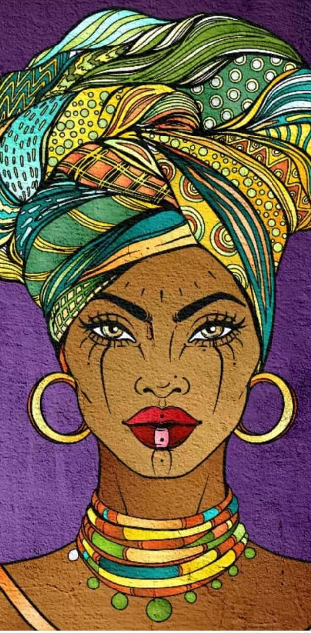 Nigerian Woman, bold makeup, colorful patterned headwrap, HD Phone Wallpaper