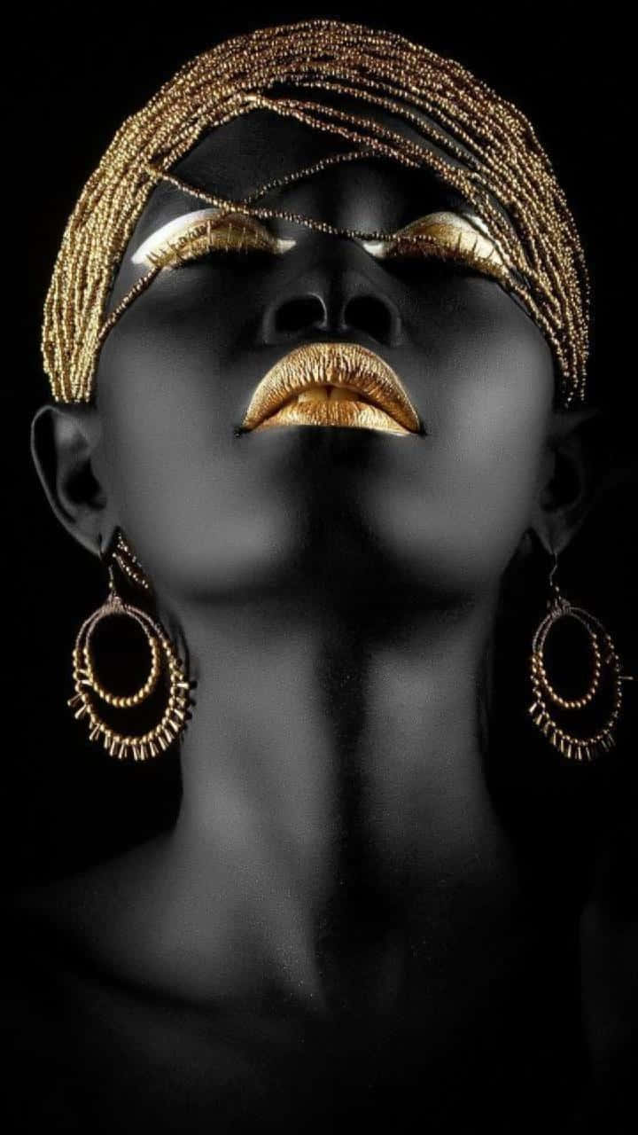 Nigerian Woman, gold gele, golden makeup, HD Phone Wallpaper