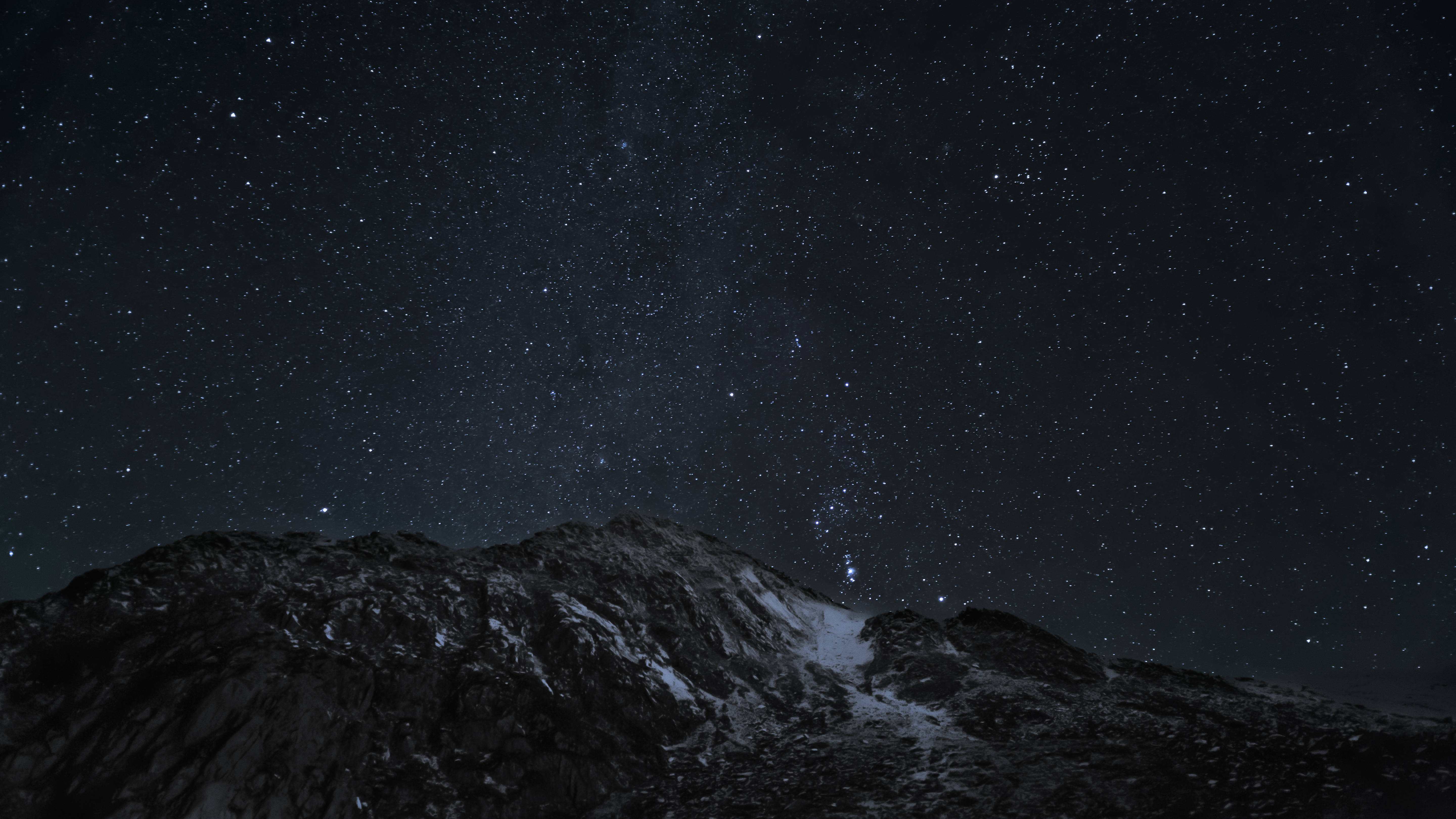 Night Aesthetic, starry sky, mountain ridge, 5K Desktop Wallpaper