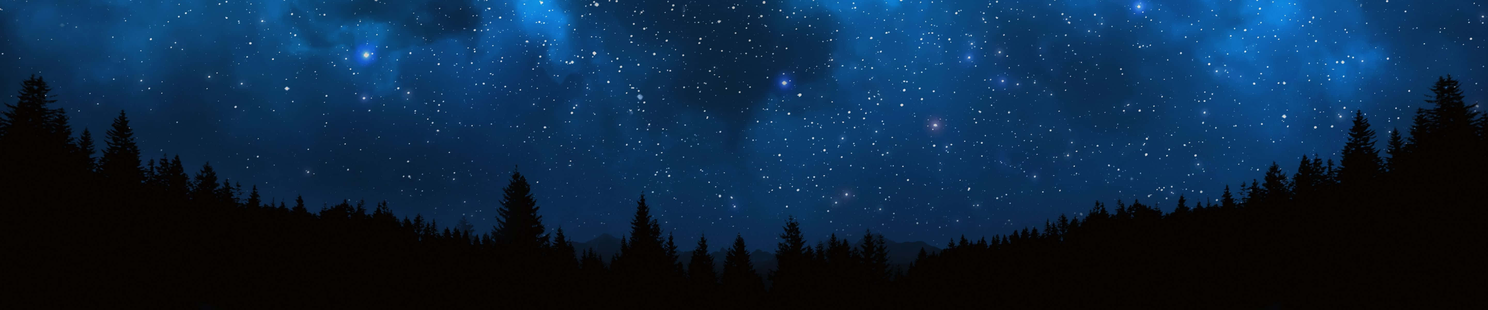 Blue Night Sky, dark triple monitor, starry night sky, 5K Desktop Wallpaper
