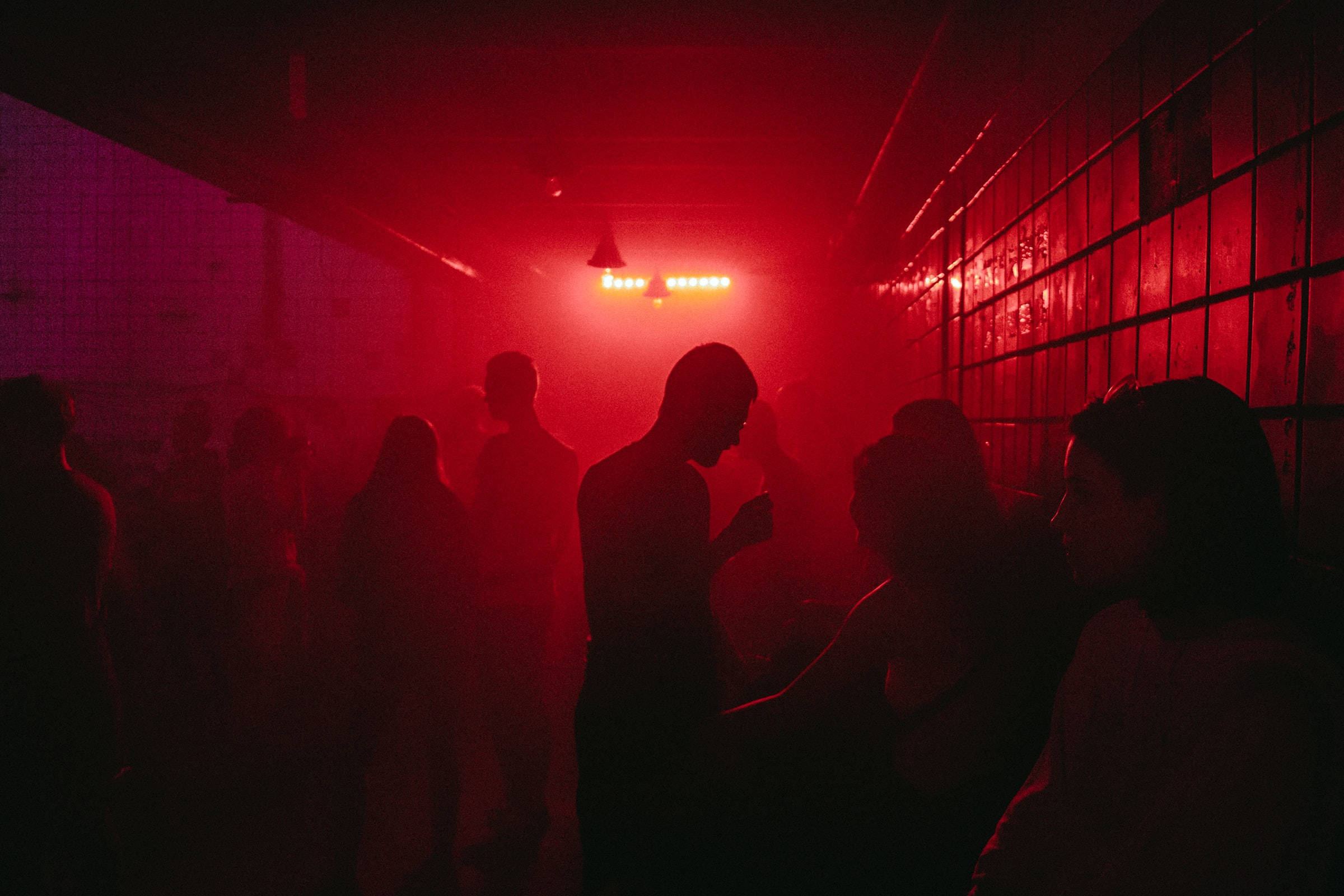 Night Aesthetic, red-lit corridor, smoky, Full HD Desktop Wallpaper