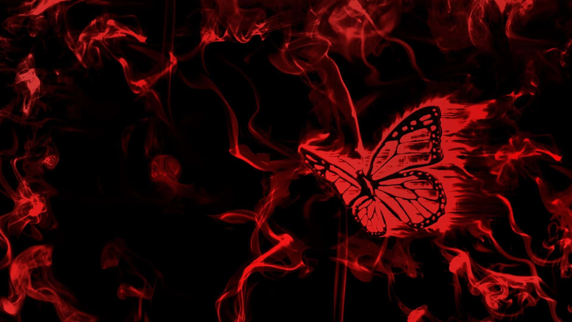 Dark Butterfly, red butterfly silhouette, crimson smoke, Full HD Desktop Wallpaper