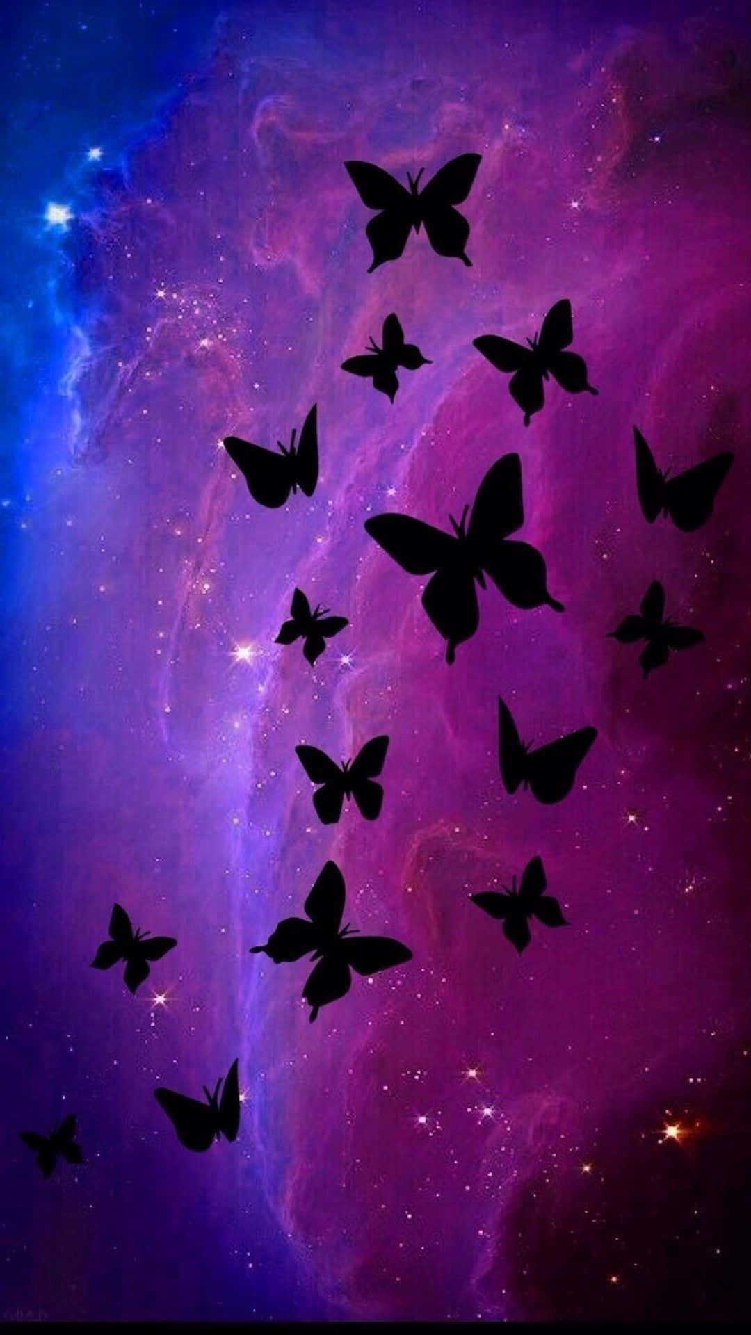 Dark Butterfly, cosmic nebula, purple starlight, Full HD Phone Wallpaper