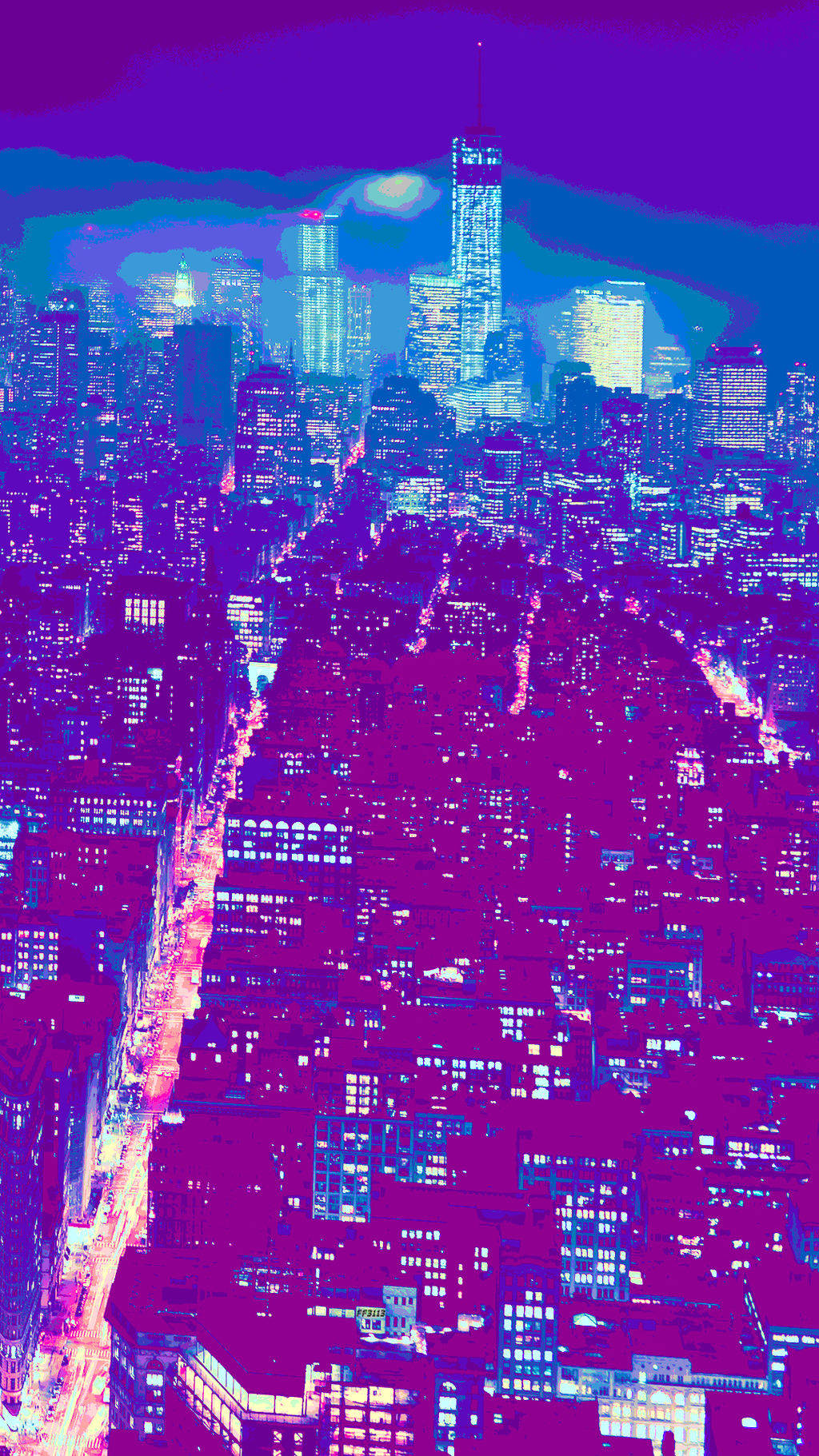 Night City Aesthetic, neon-drenched cityscape, towering skyscrapers, HD Phone Wallpaper