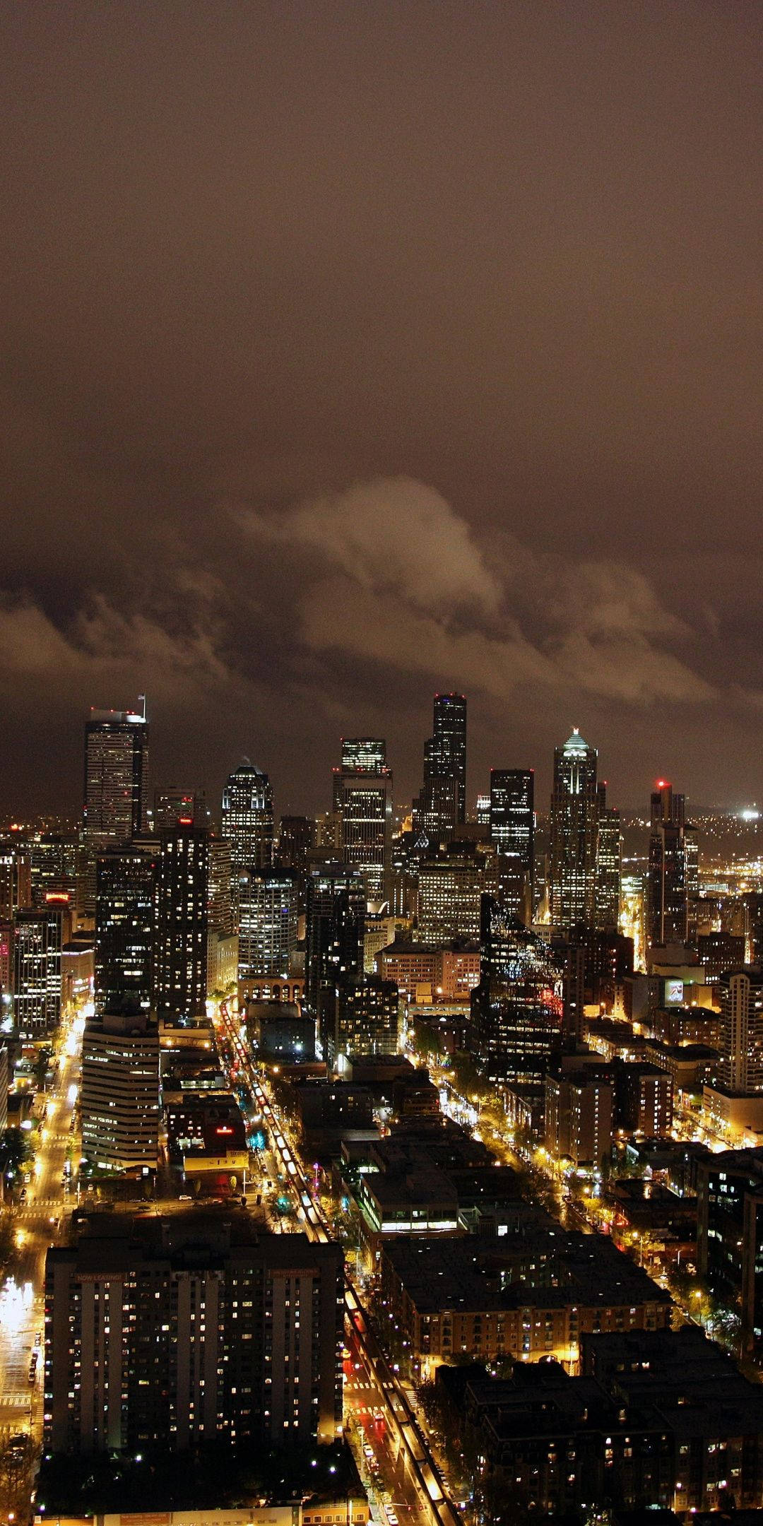Night City, glowing skyscrapers, streetlights, Full HD Phone Wallpaper
