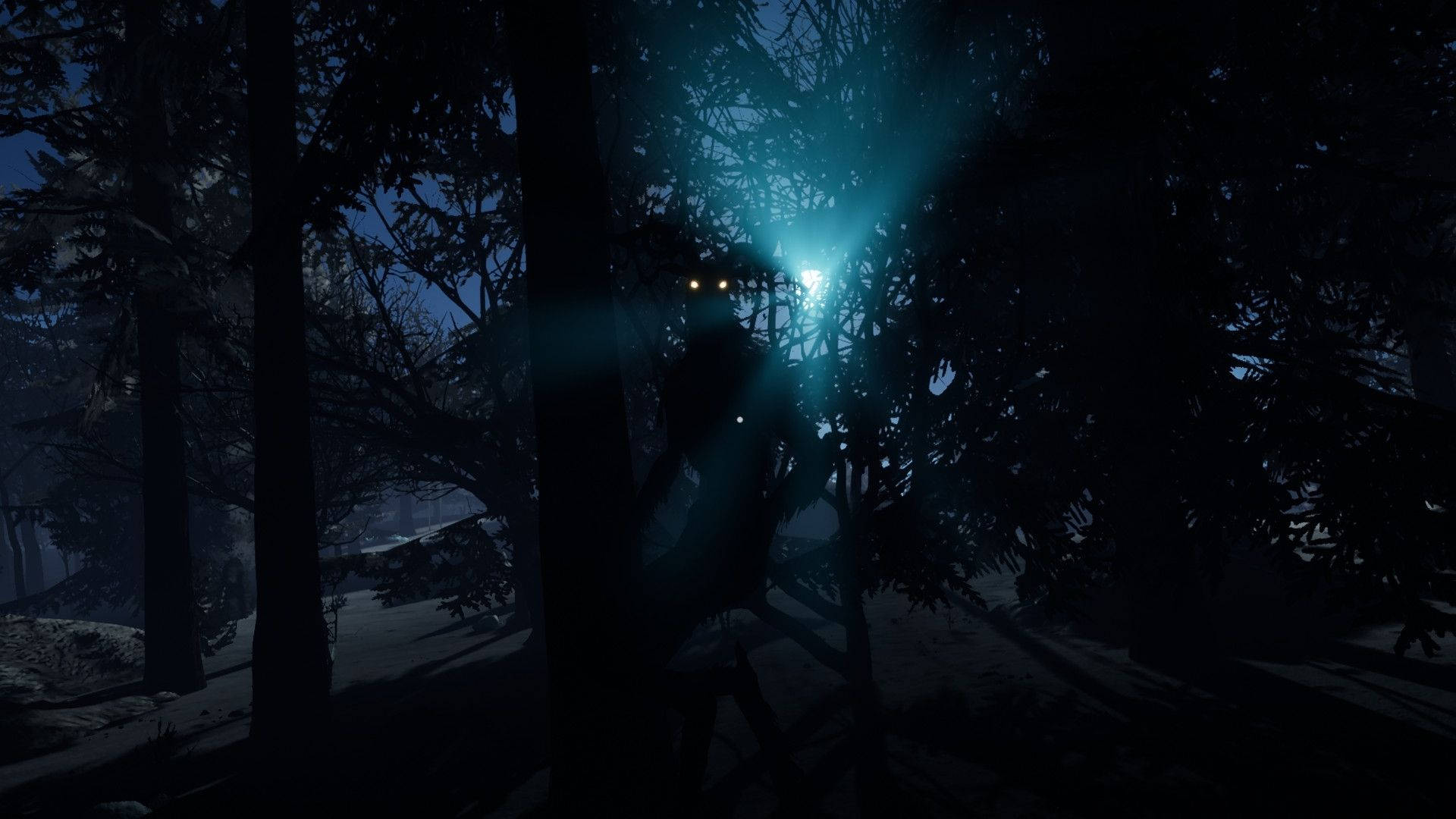 Dreamcore, dark forest, glowing figure, Full HD Desktop Wallpaper