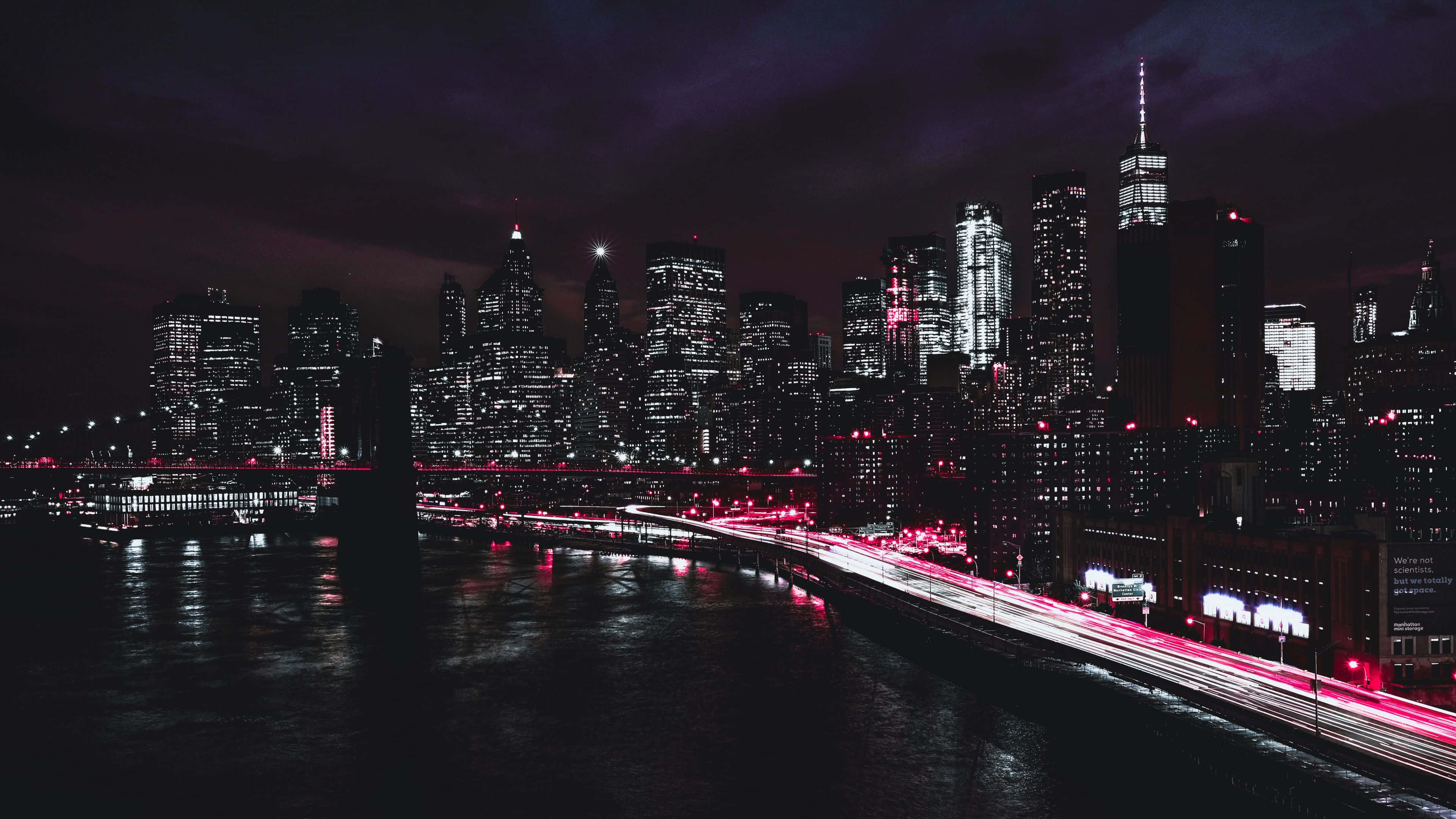 City Skyscrapers, Night HD Desktop, glowing skyscrapers, 4K Desktop Wallpaper