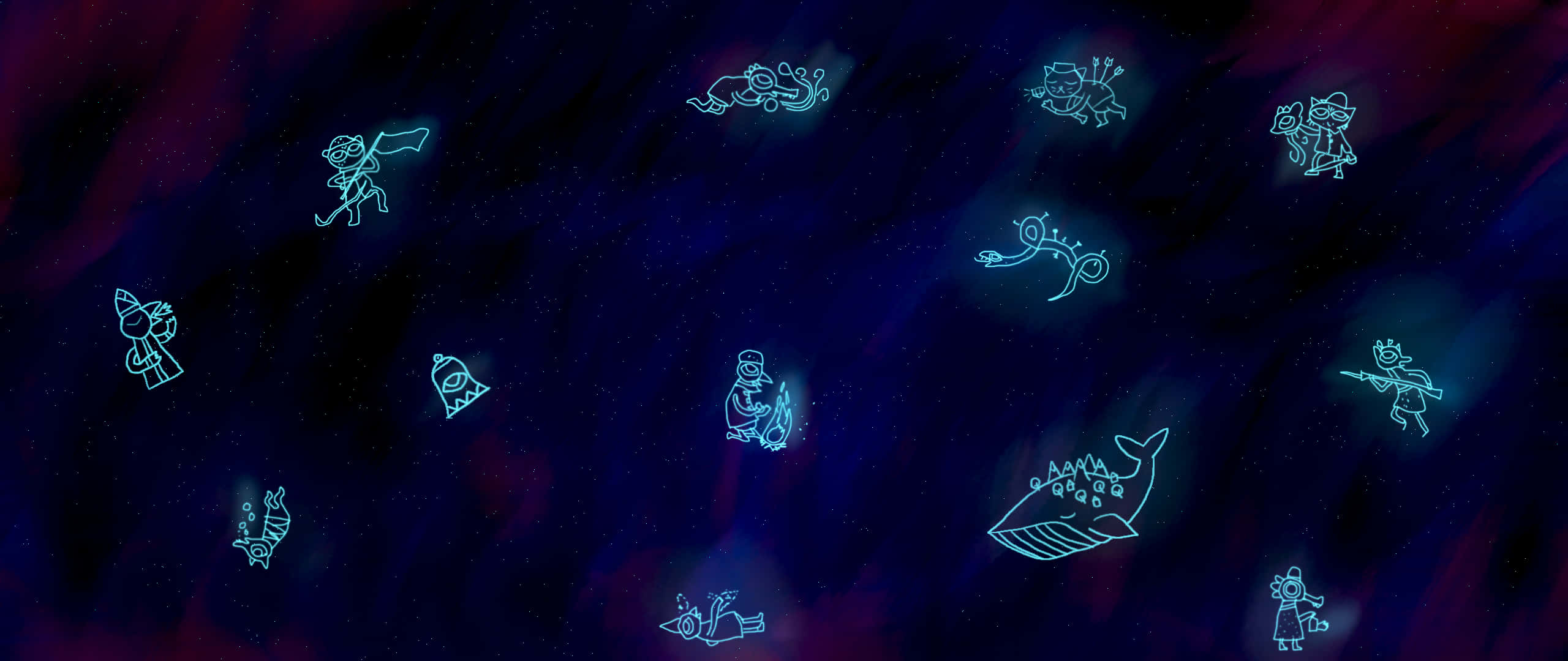 Night In The Woods, blue, white, 2K Desktop Wallpaper