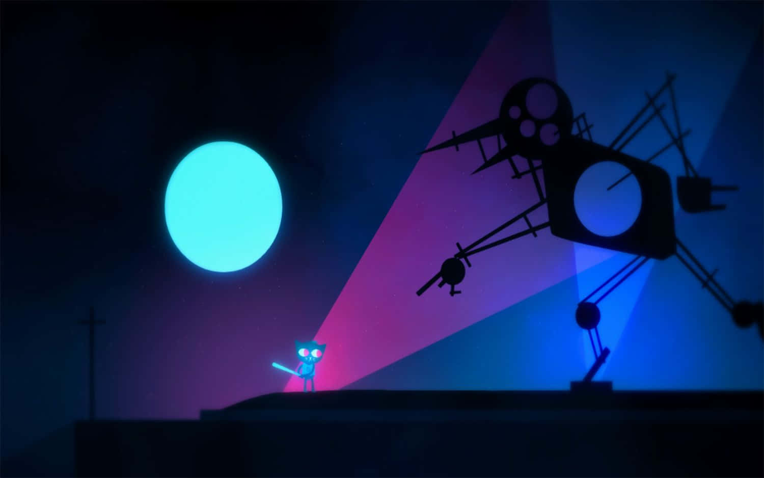 Night In The Woods, blue cat, giant robotic insect, HD Desktop Wallpaper