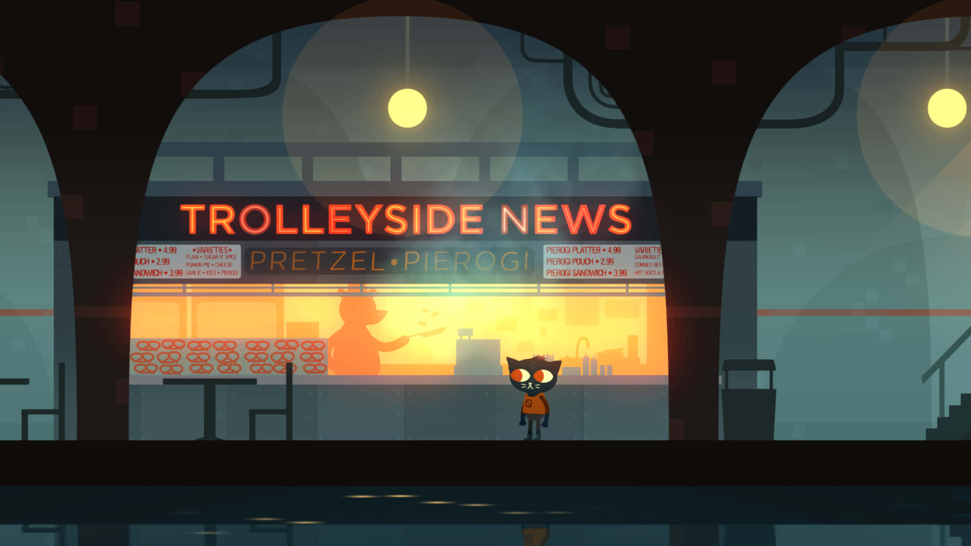Night In The Woods, black cat, orange shirt, Full HD Desktop Wallpaper