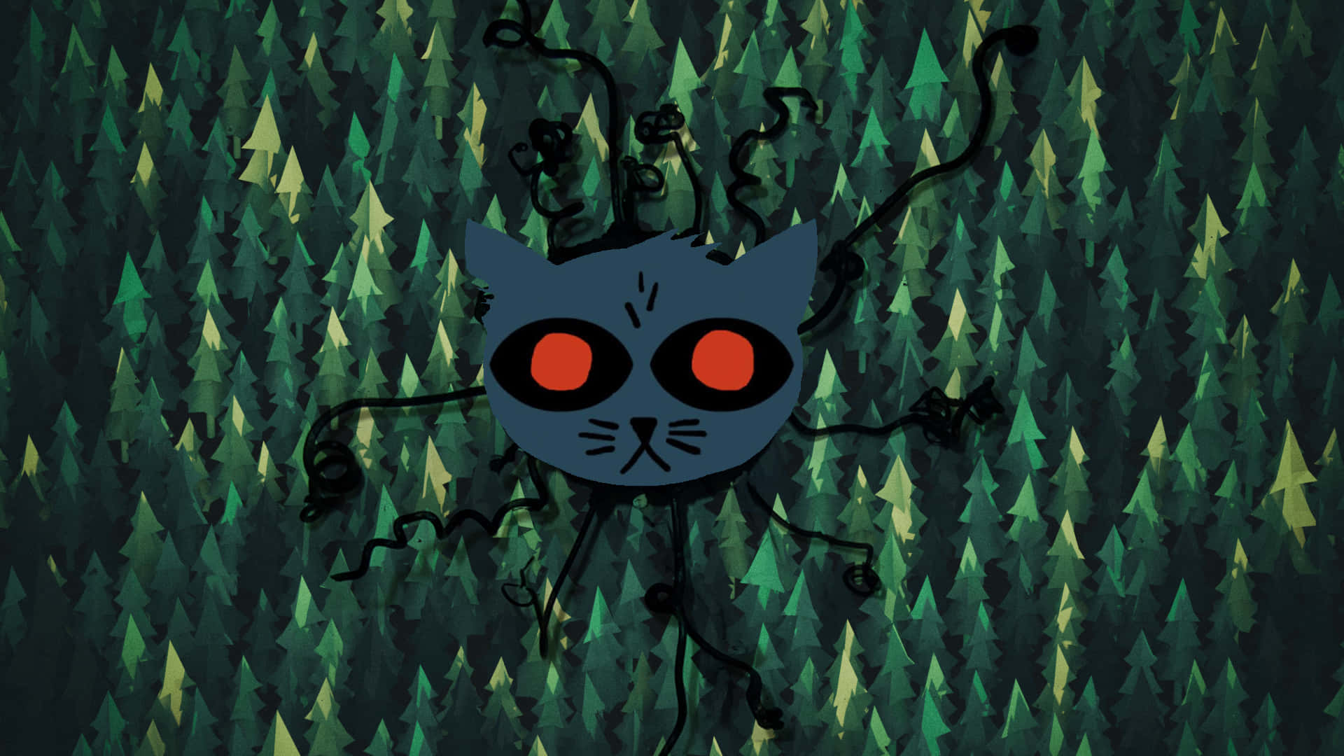 Night In The Woods, blue cat, glowing red eyes, Full HD Desktop Wallpaper