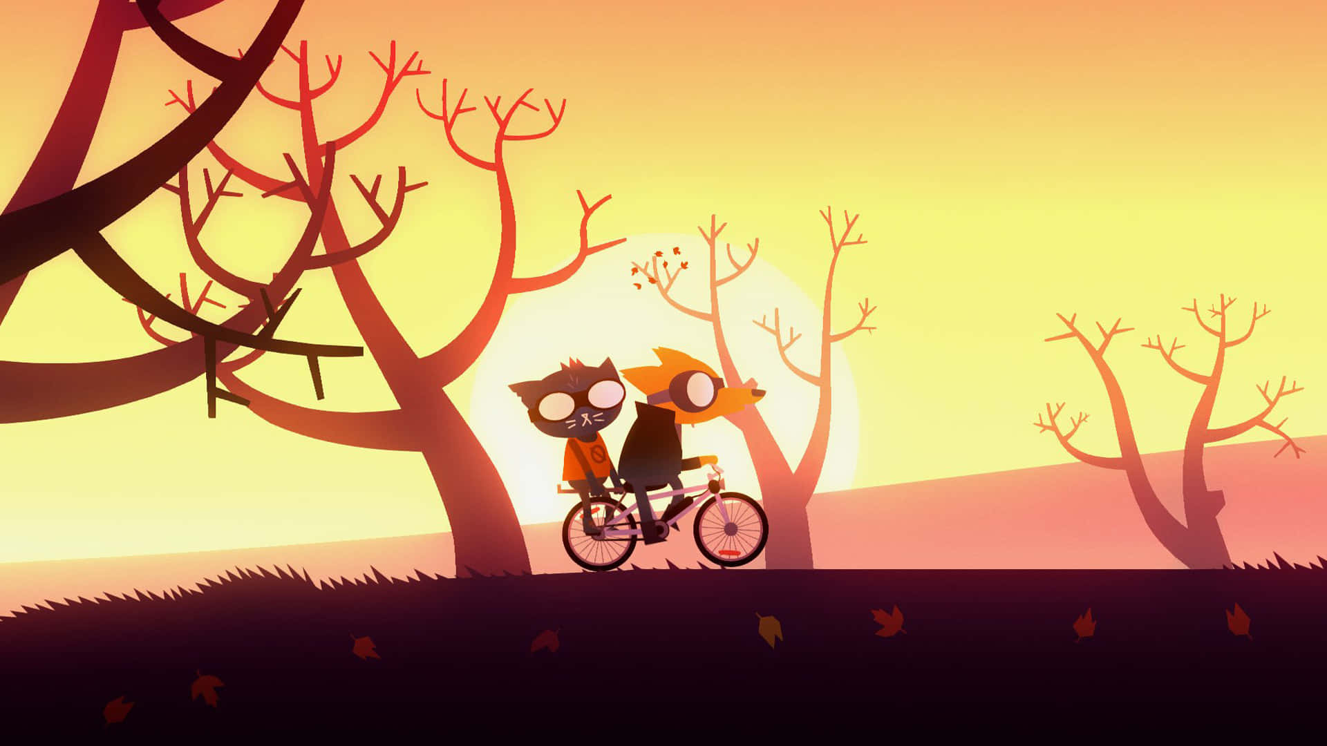 Night In The Woods, cartoon cats, bicycle, Full HD Desktop Wallpaper