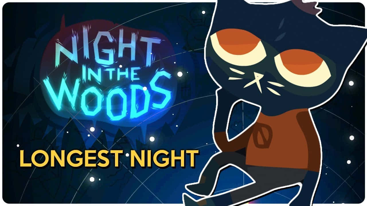 Night in the Woods, glowing orange eyes, dark blue night sky, HD Desktop Wallpaper