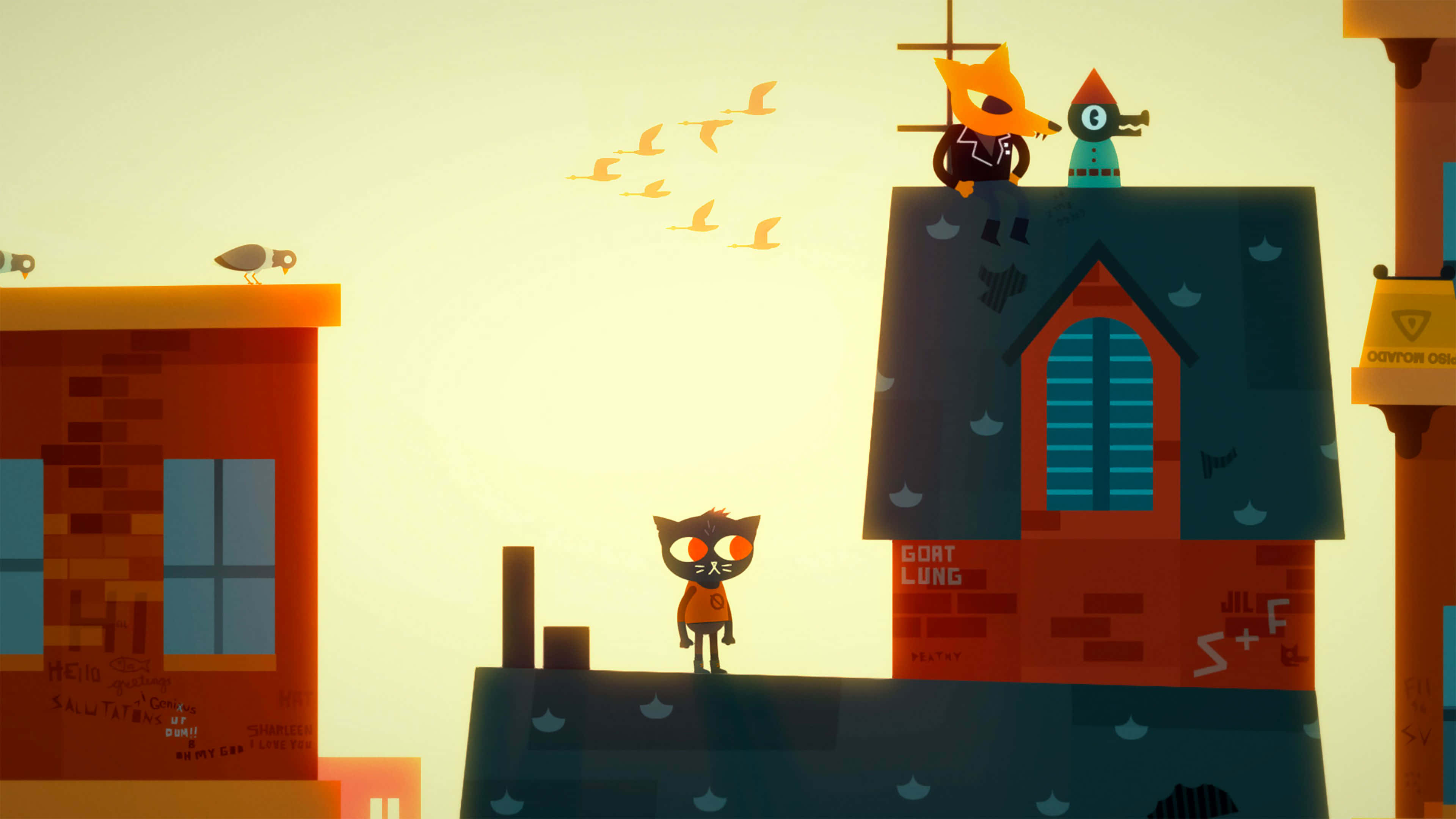 Night In The Woods, orange cat, rooftop, 4K Desktop Wallpaper