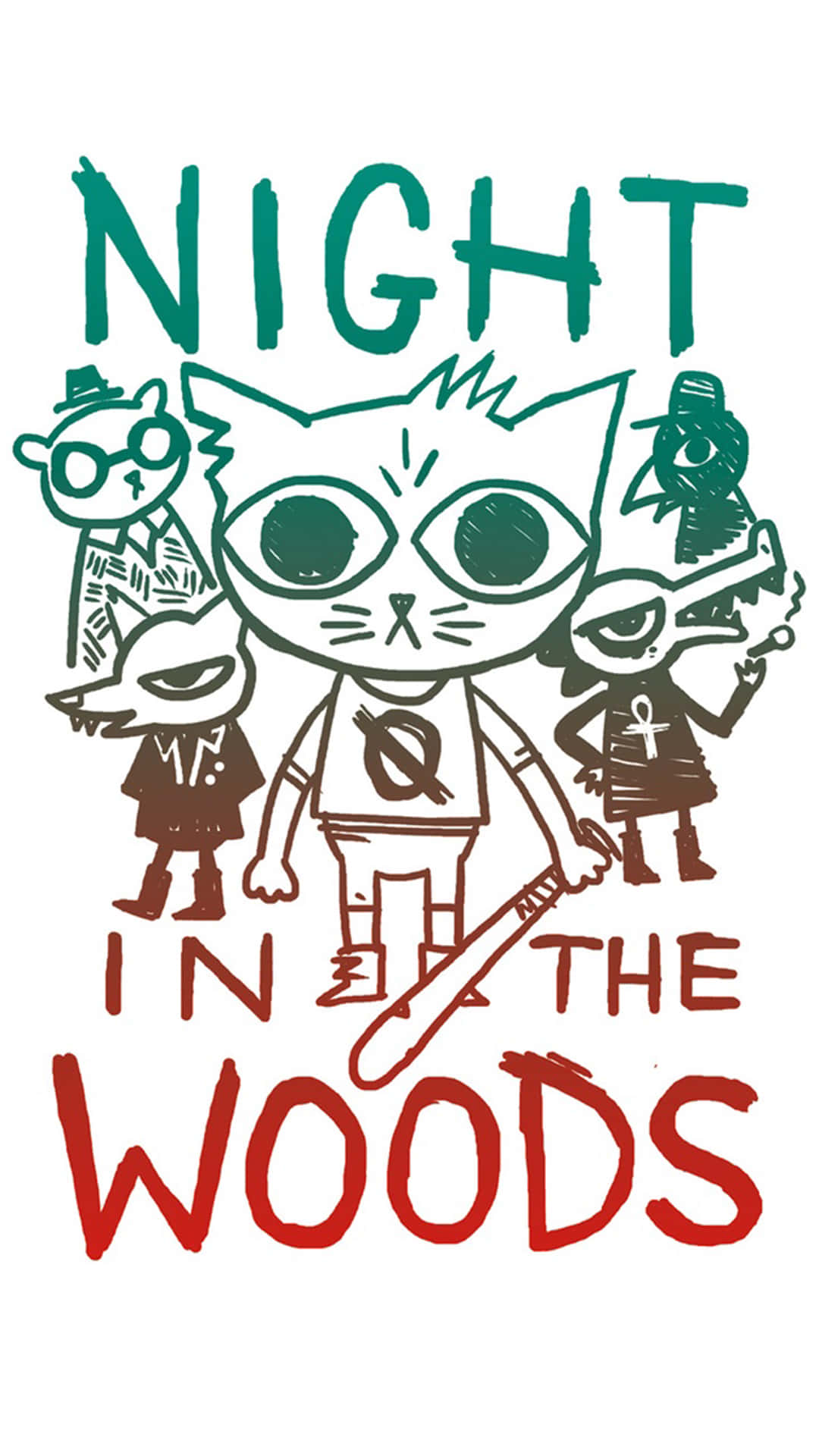 Night In The Woods, green, red, Full HD Phone Wallpaper