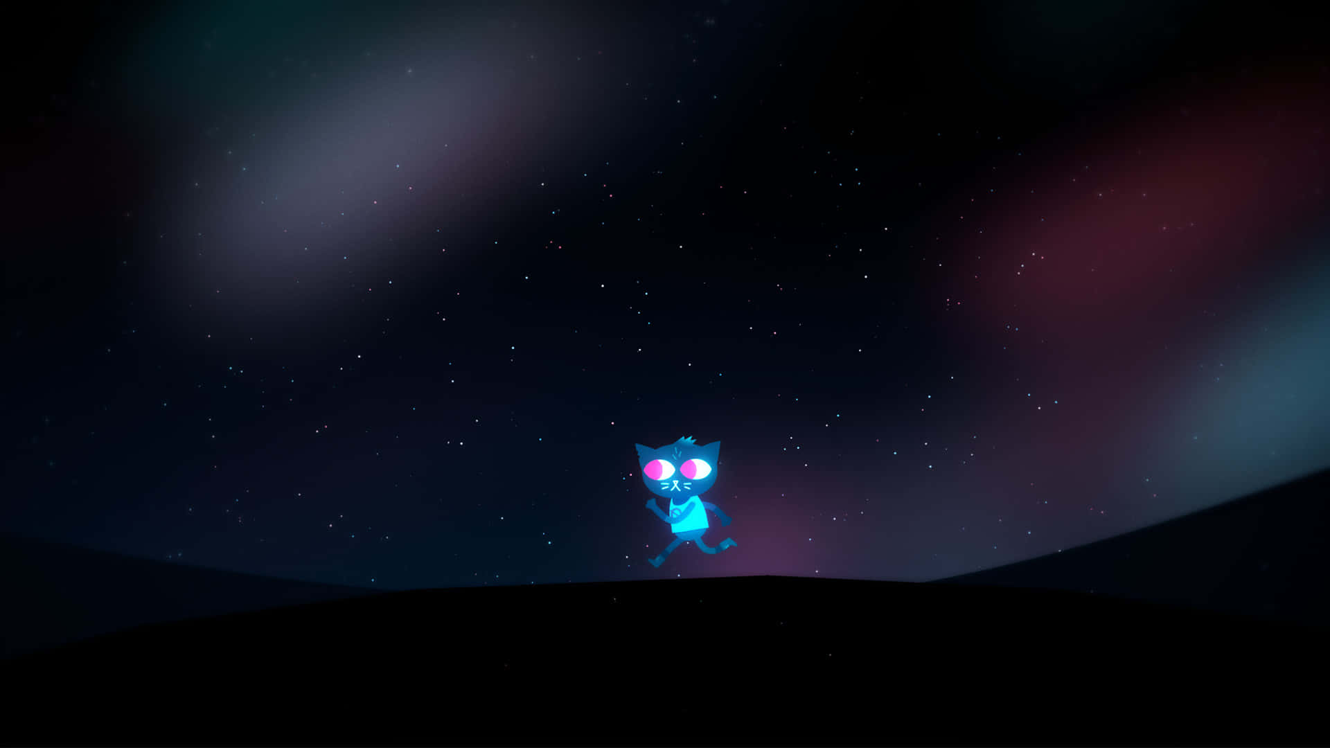 Night In The Woods, blue cat, pink eyes, Full HD Desktop Wallpaper