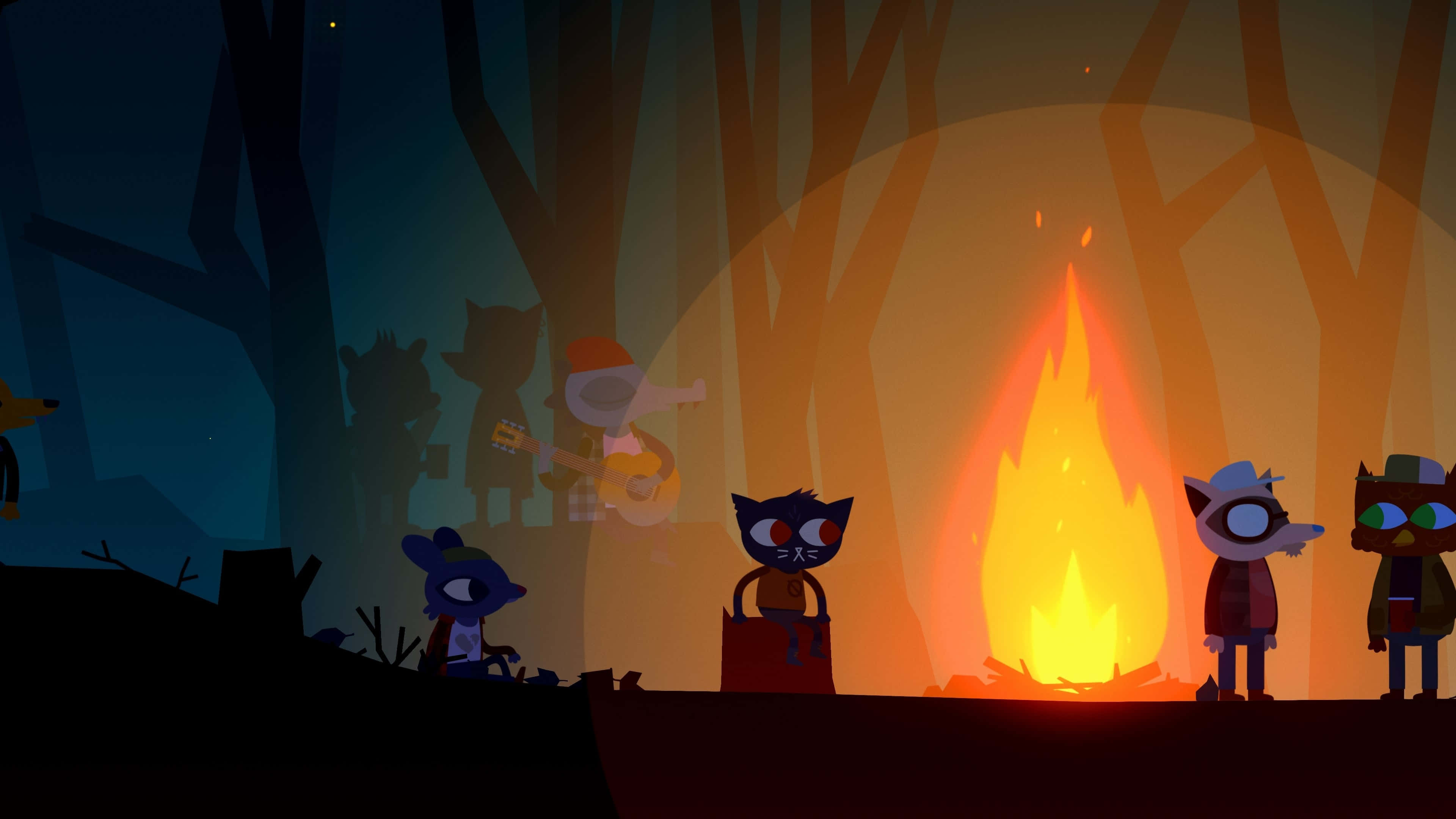 Night In The Woods, campfire, dark forest, 4K Desktop Wallpaper