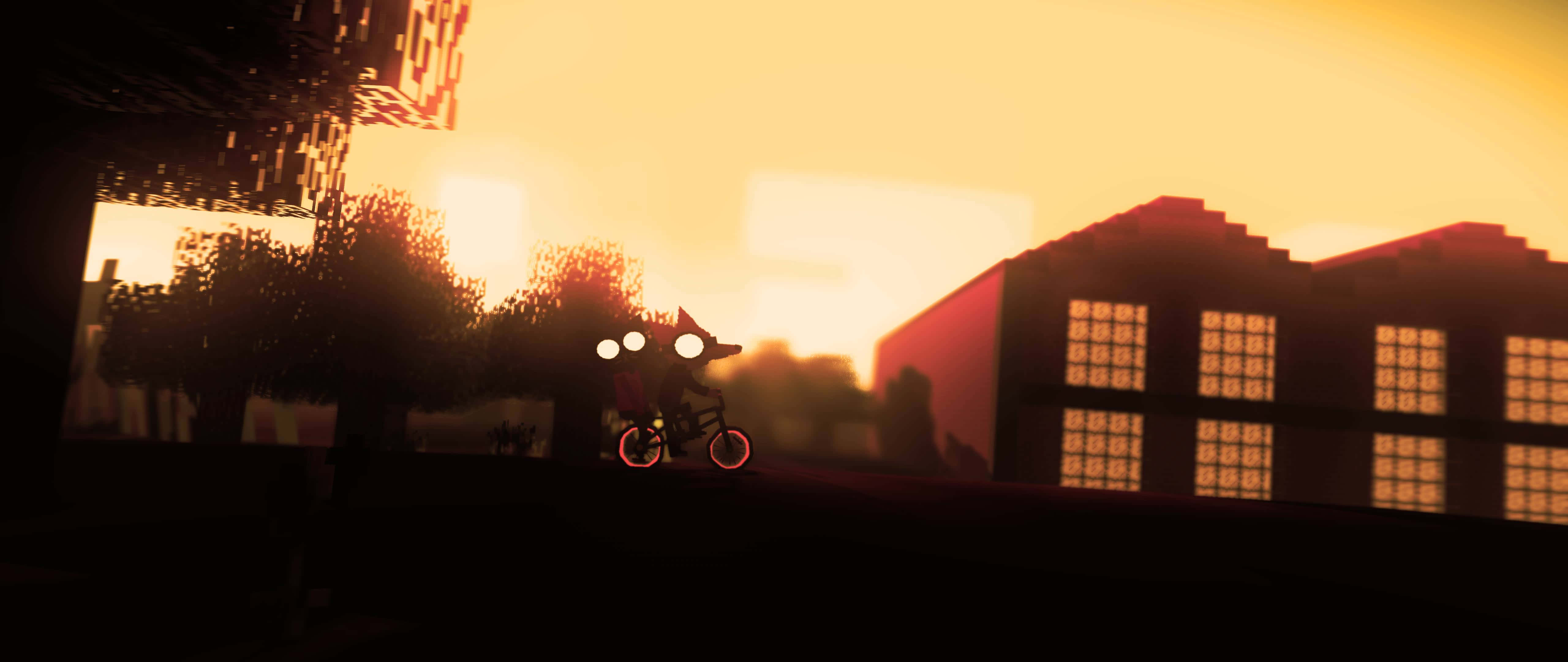 Night In The Woods, glowing bike, warm sunset, 5K Desktop Wallpaper