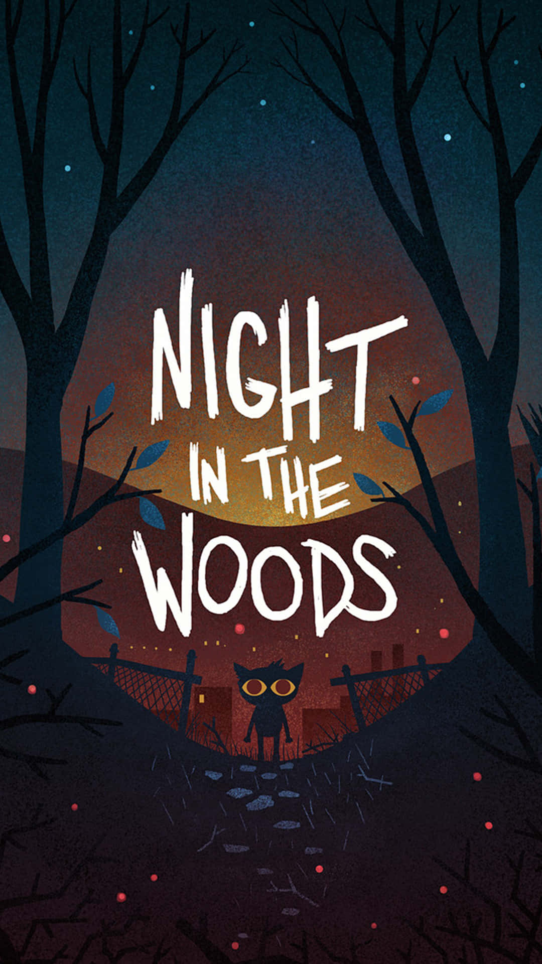 Night in The Woods, cat, glowing eyes, Full HD Phone Wallpaper