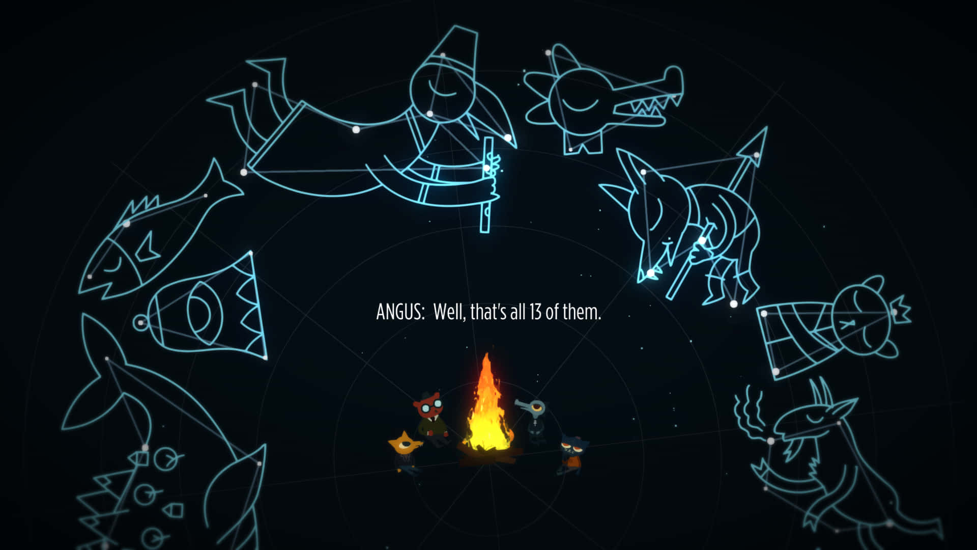 Night In The Woods, constellation, campfire, Full HD Desktop Wallpaper