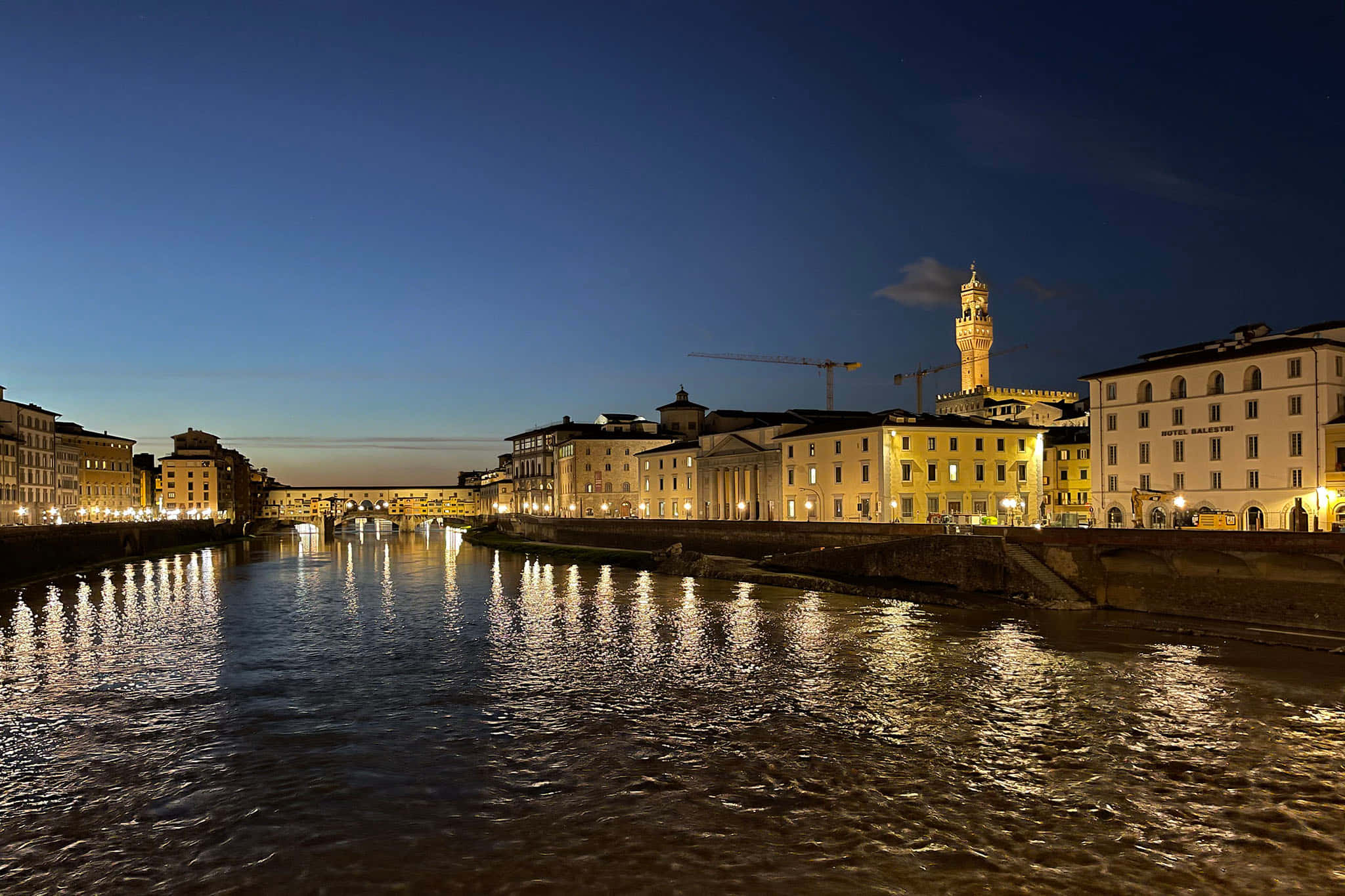 Night Mode, twilight, river, Full HD Desktop Wallpaper