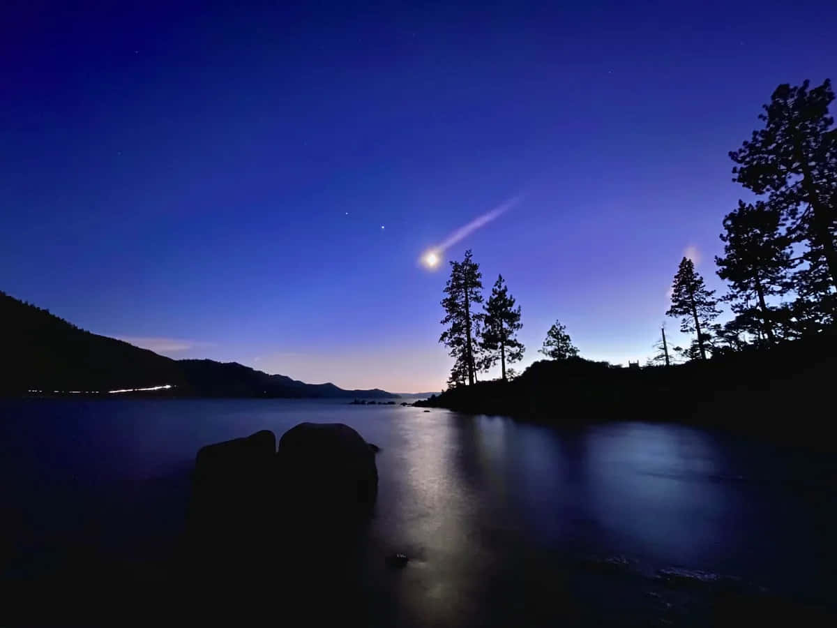 Night Mode, comet, starry twilight sky, SD Desktop Wallpaper