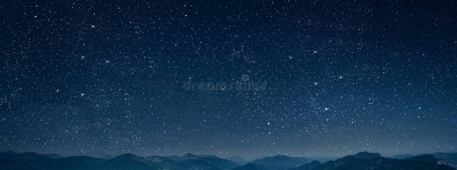 Night Mountain, starry night sky, mountain range, HD Desktop Wallpaper