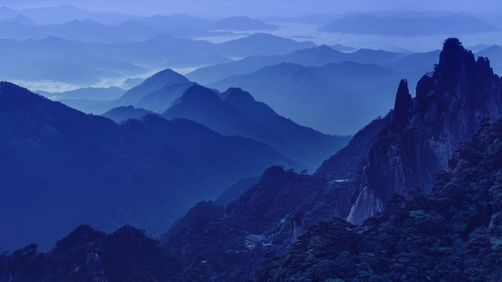 Night Mountain, 1920 x 1080, twilight sky, Full HD Desktop Wallpaper