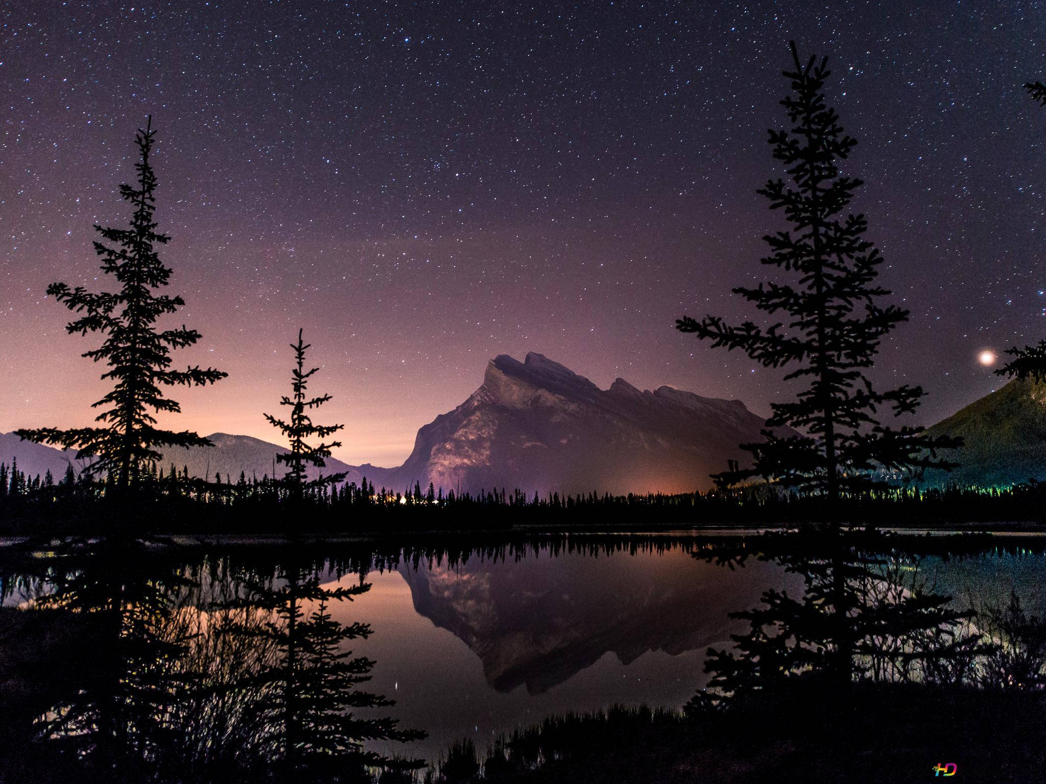 Night Mountain, 2048 x 1536, starry night sky, Full HD Desktop Wallpaper