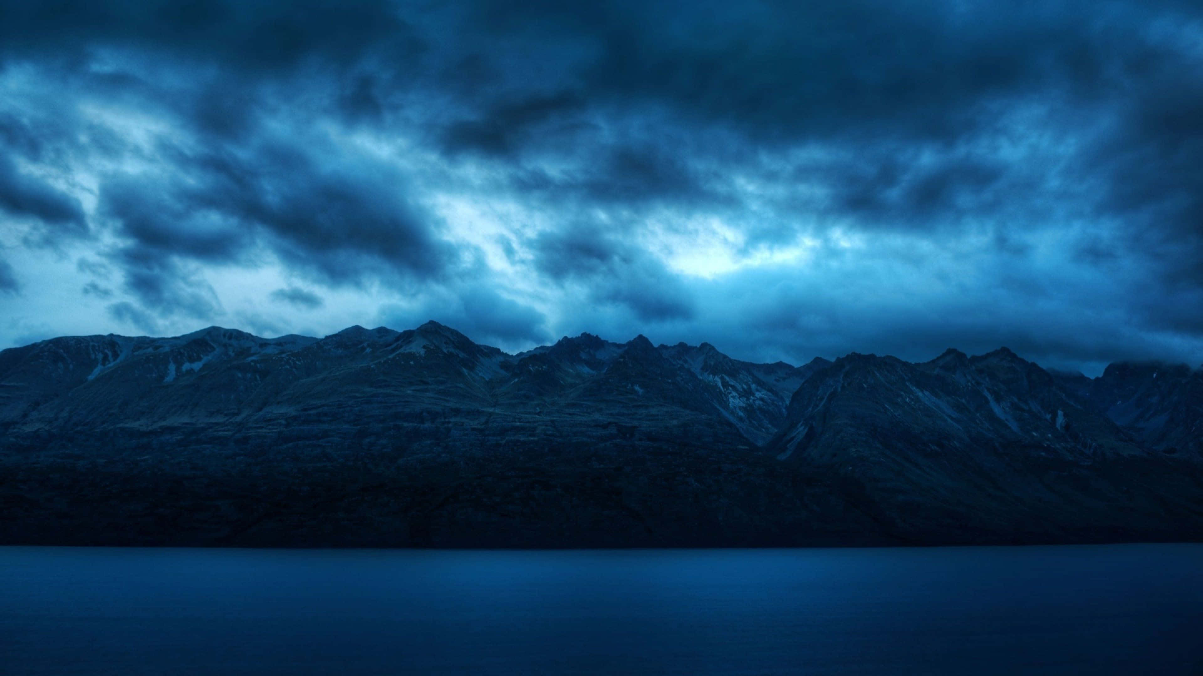Dark Mountain, 3840 x 2160, stormy blue sky, 4K Desktop Wallpaper