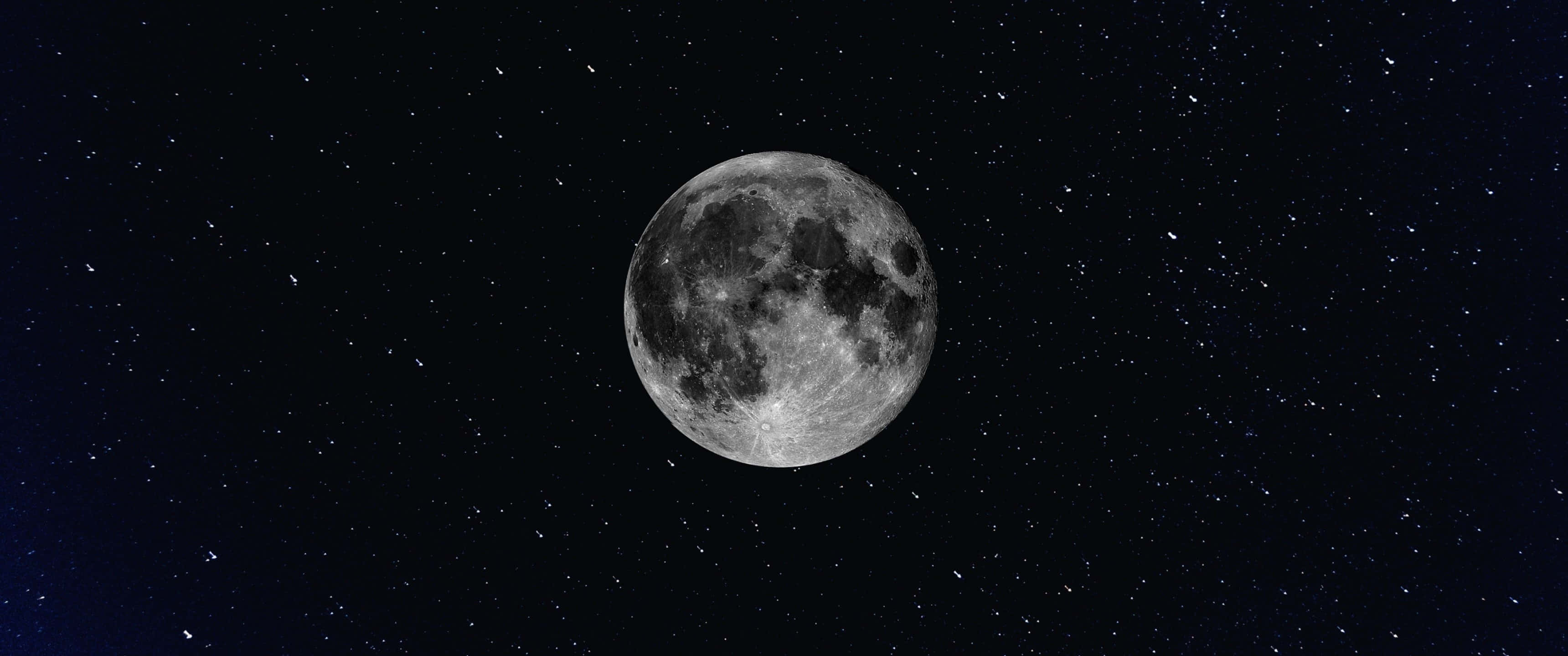 full moon, starry night sky, deep blue, 2K Desktop Wallpaper