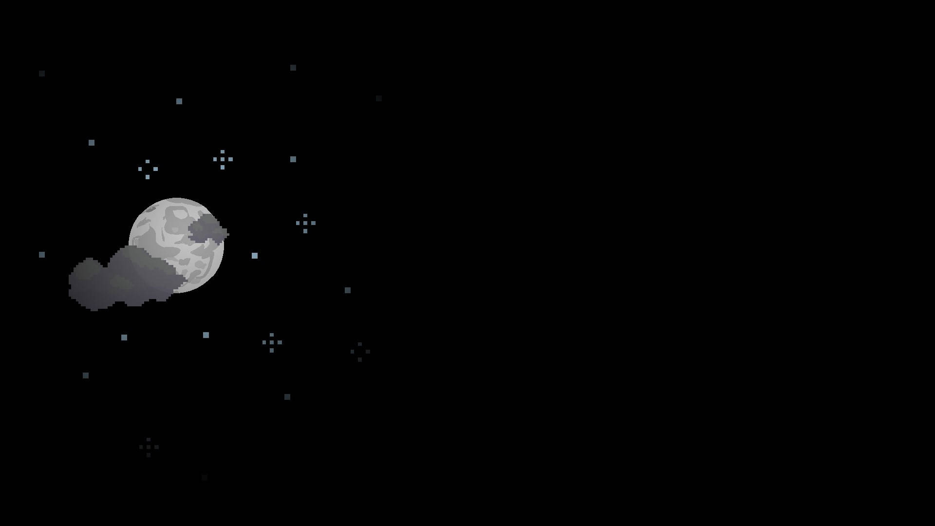 pixelated moon, dark cloud, starry night sky, Full HD Desktop Wallpaper