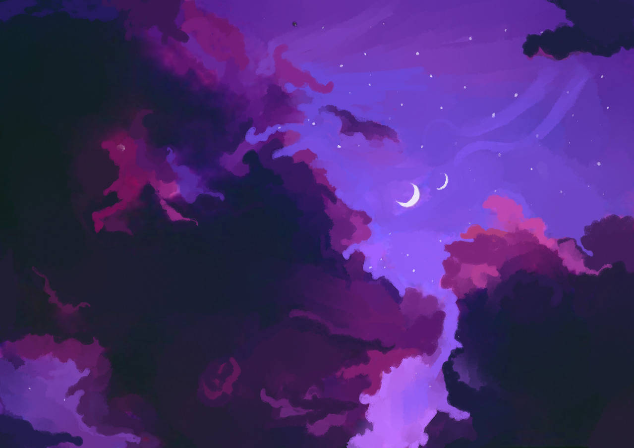 Anime Sky, dark purple, black, SD Desktop Wallpaper