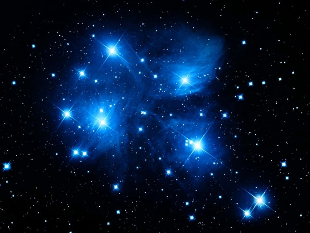 dark blue star, brilliant blue stars, deep black cosmic backdrop, SD Desktop Wallpaper