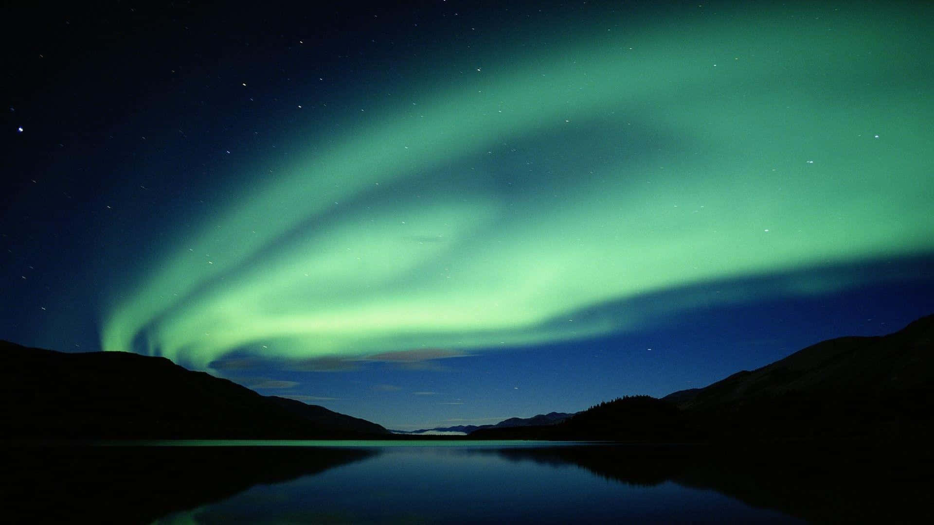 aurora borealis, lake, starry night sky, Full HD Desktop Wallpaper